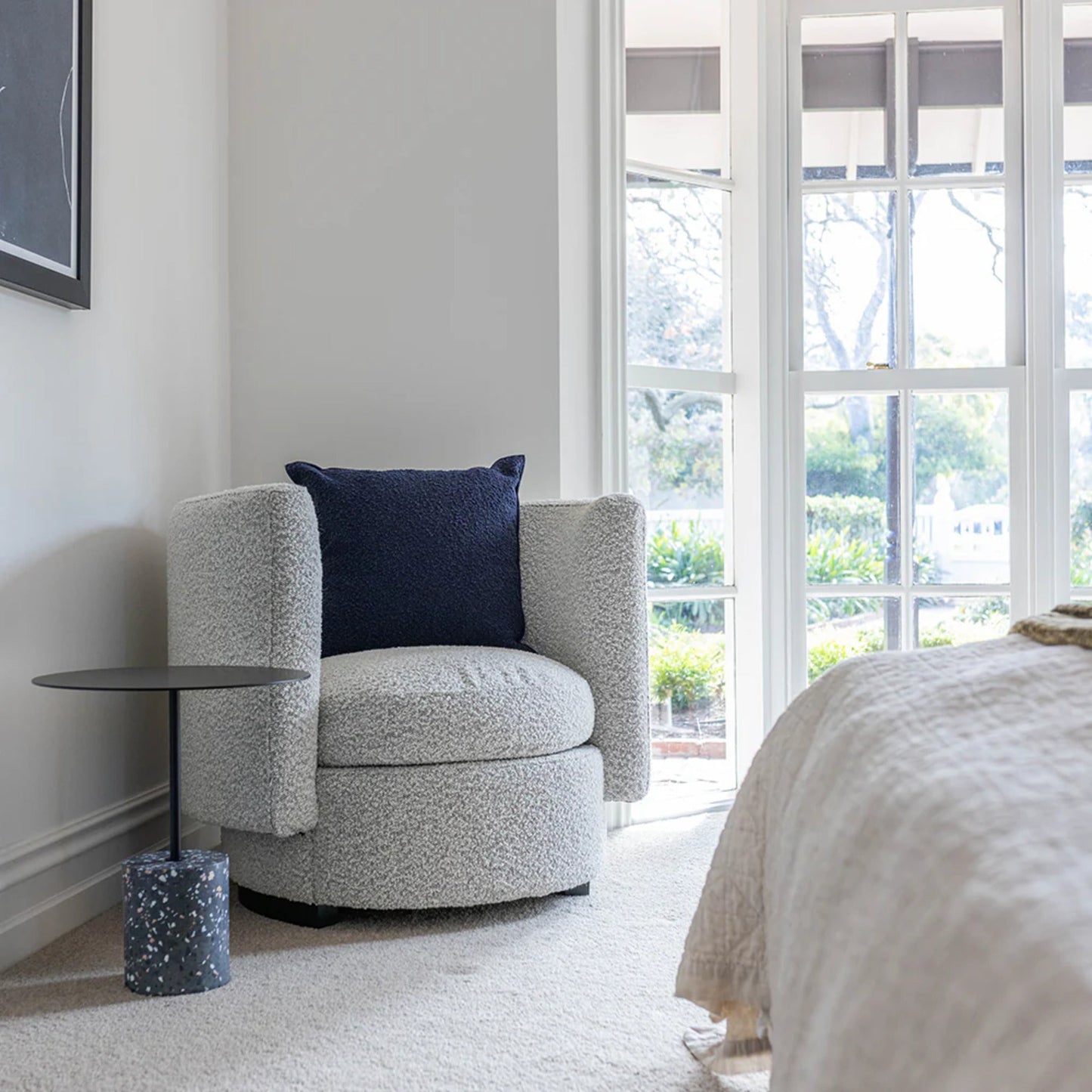 Lilli Round Terrazzo Side Table - Grey Side Table M+Co Living
