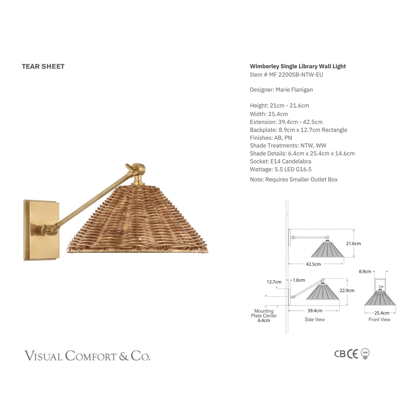 Marie Flanigan Wimberley Single Library Natural Wicker Wall Light - Brass Wall Light Bloomingdales Lighting