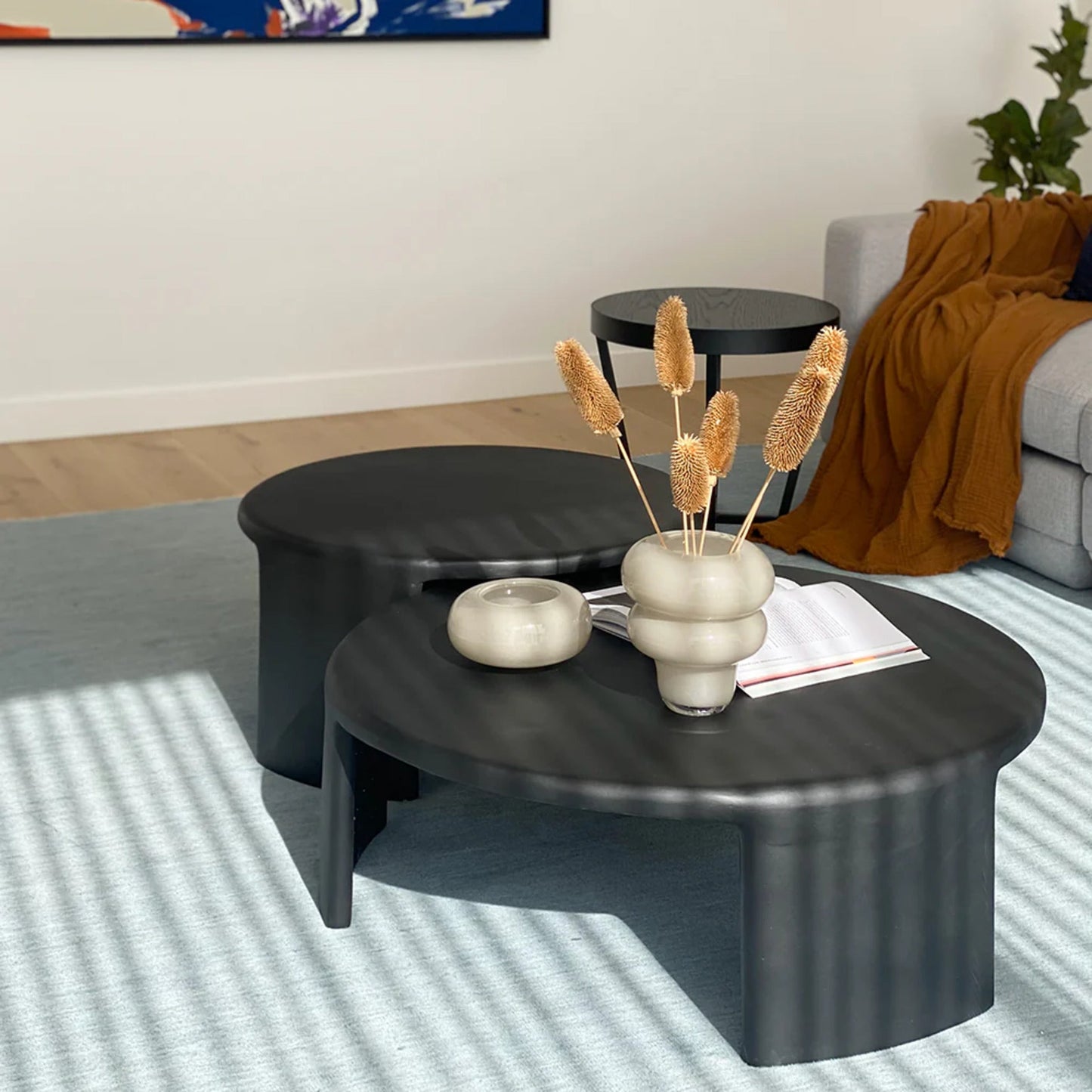Meister Large Round Concrete Coffee Table - Black Coffee Table M+Co Living