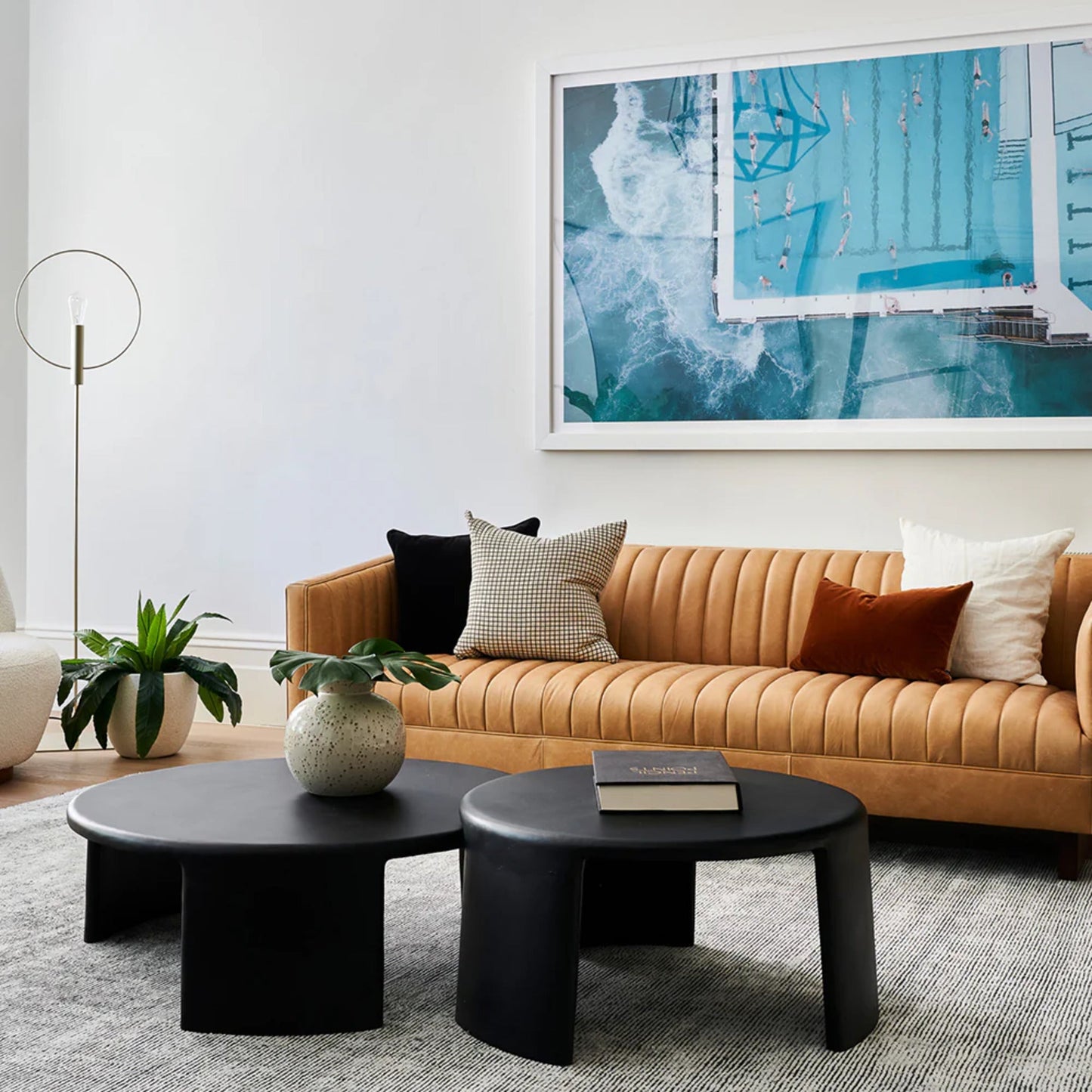Meister Large Round Concrete Coffee Table - Black Coffee Table M+Co Living