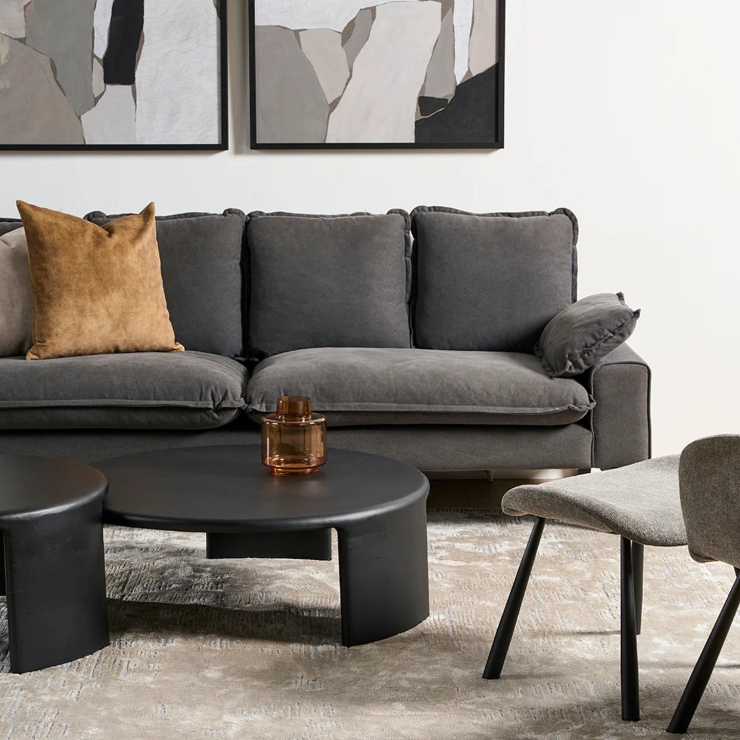 Meister Large Round Concrete Coffee Table - Black Coffee Table M+Co Living