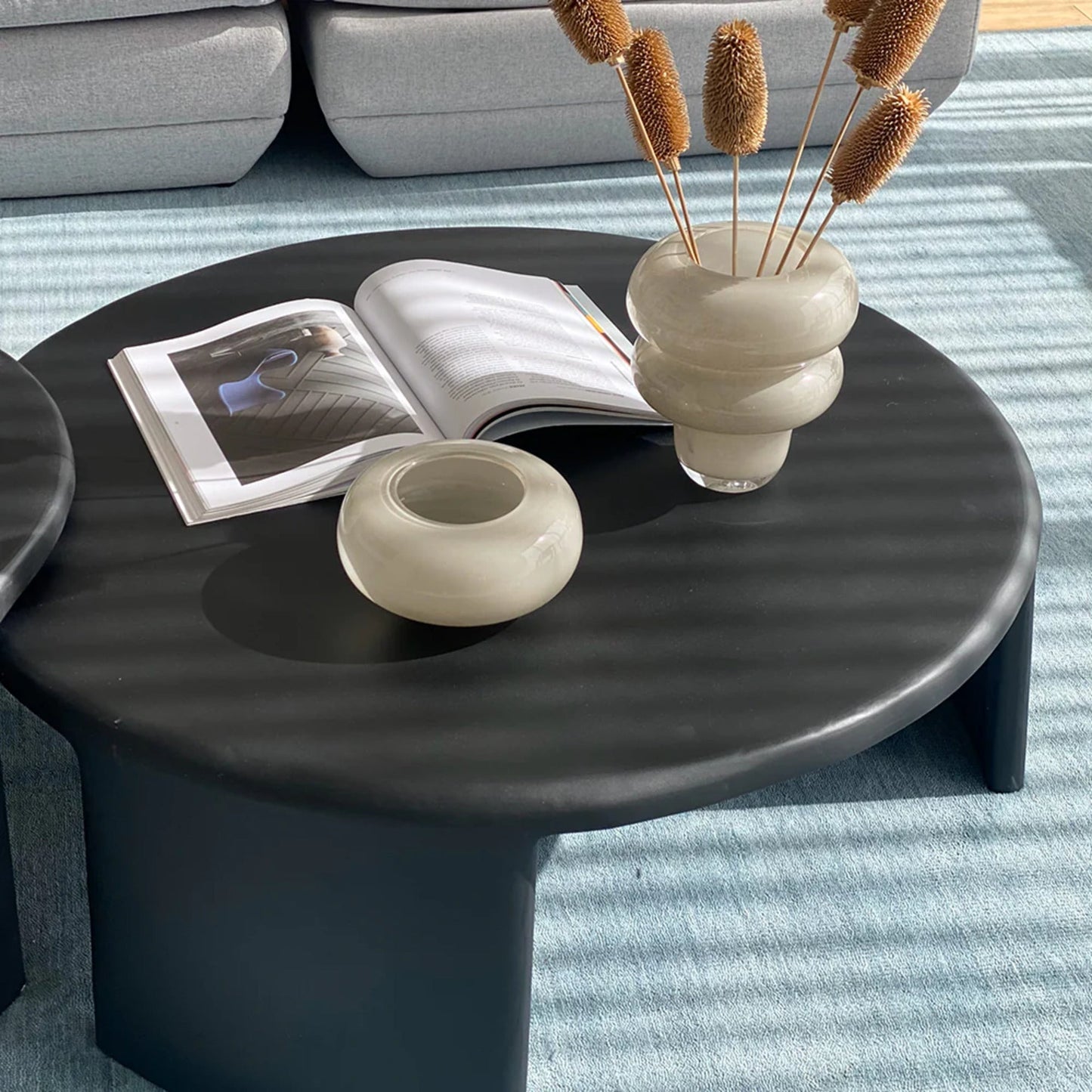 Meister Large Round Concrete Coffee Table - Black Coffee Table M+Co Living