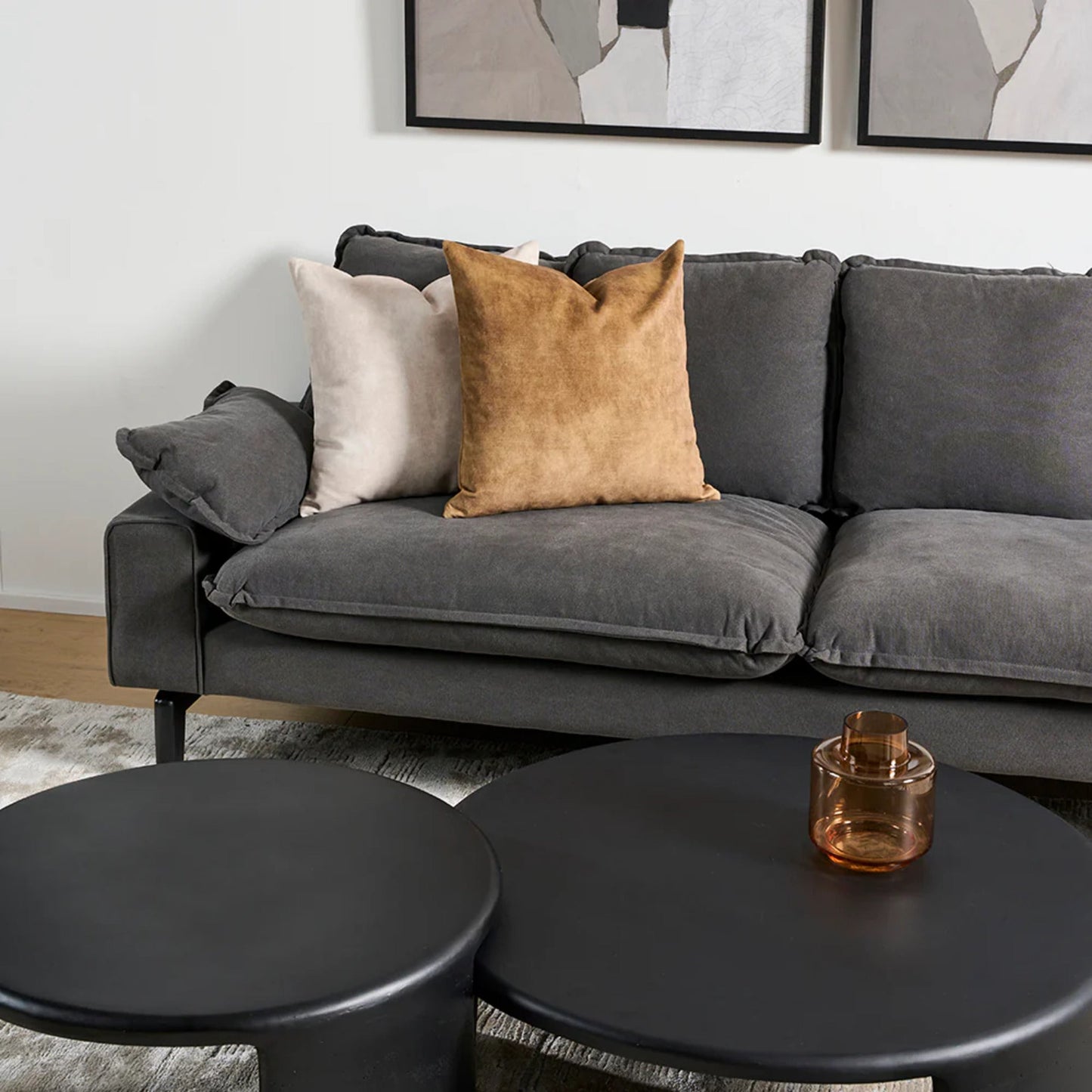Meister Large Round Concrete Coffee Table - Black Coffee Table M+Co Living