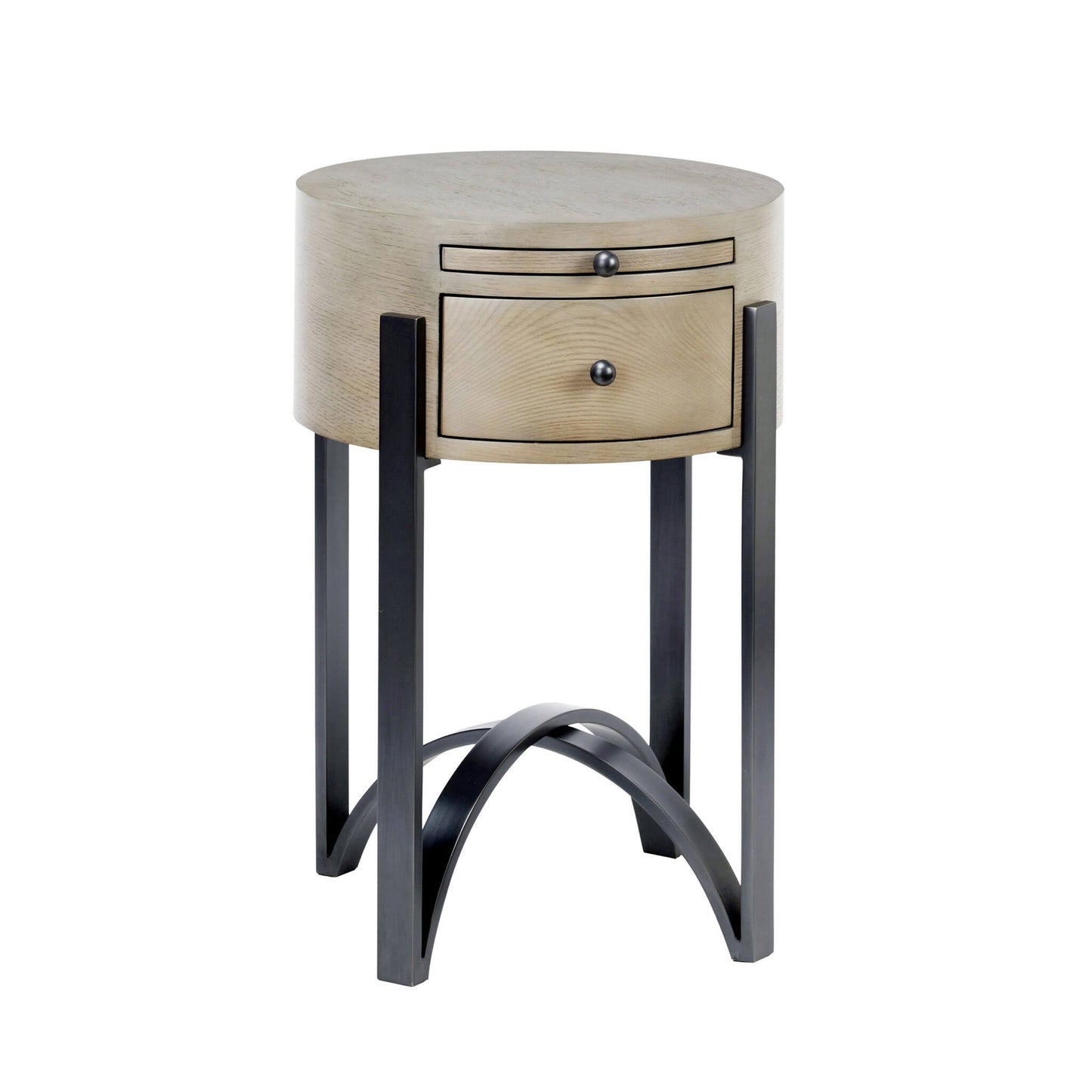 Midge Circular Bedside Table - Wengi and Brushed Nickel Bedside Table Bloomingdales Ash