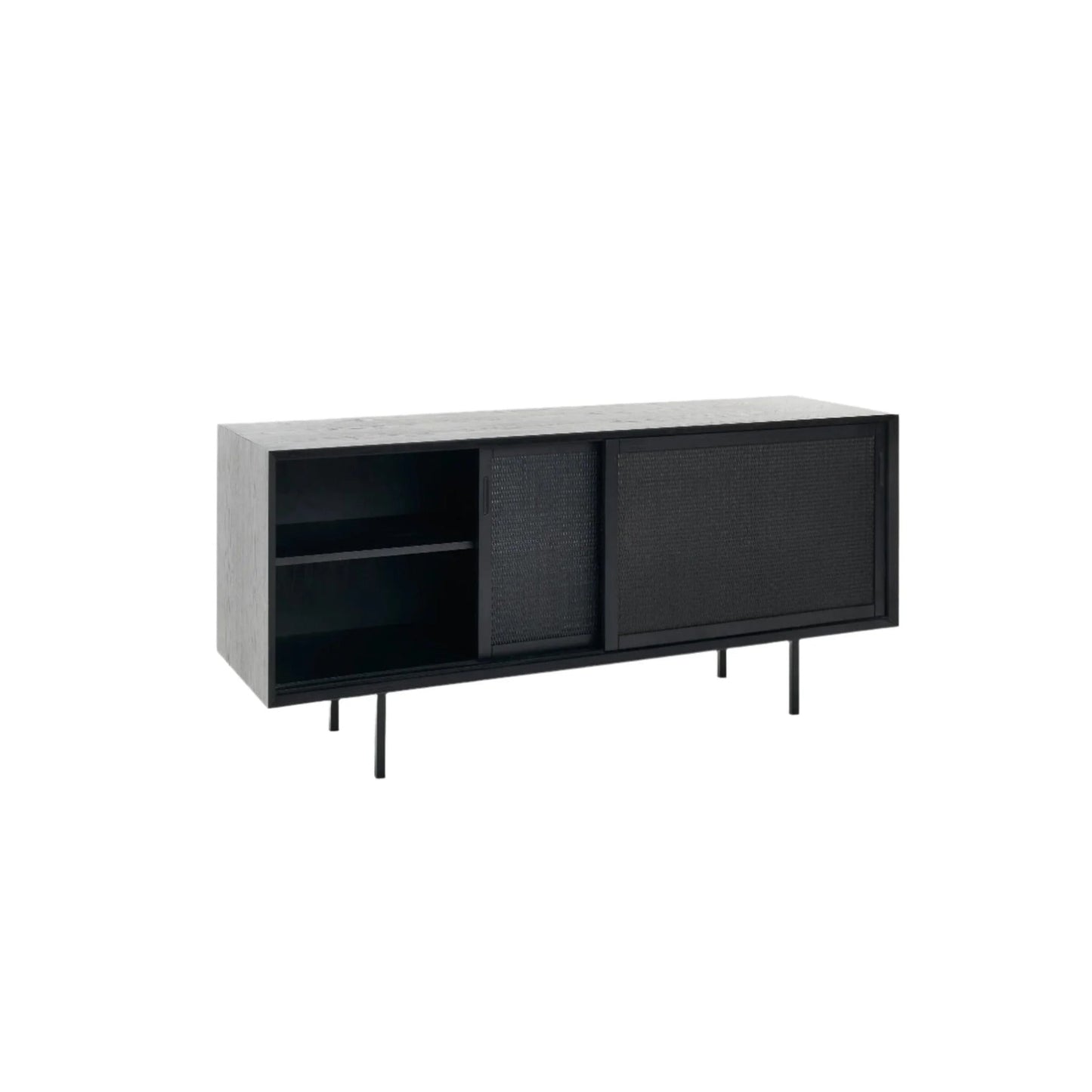 Oren 2 Door Oak Rattan Buffet Table - Black Buffet Table M+Co Living