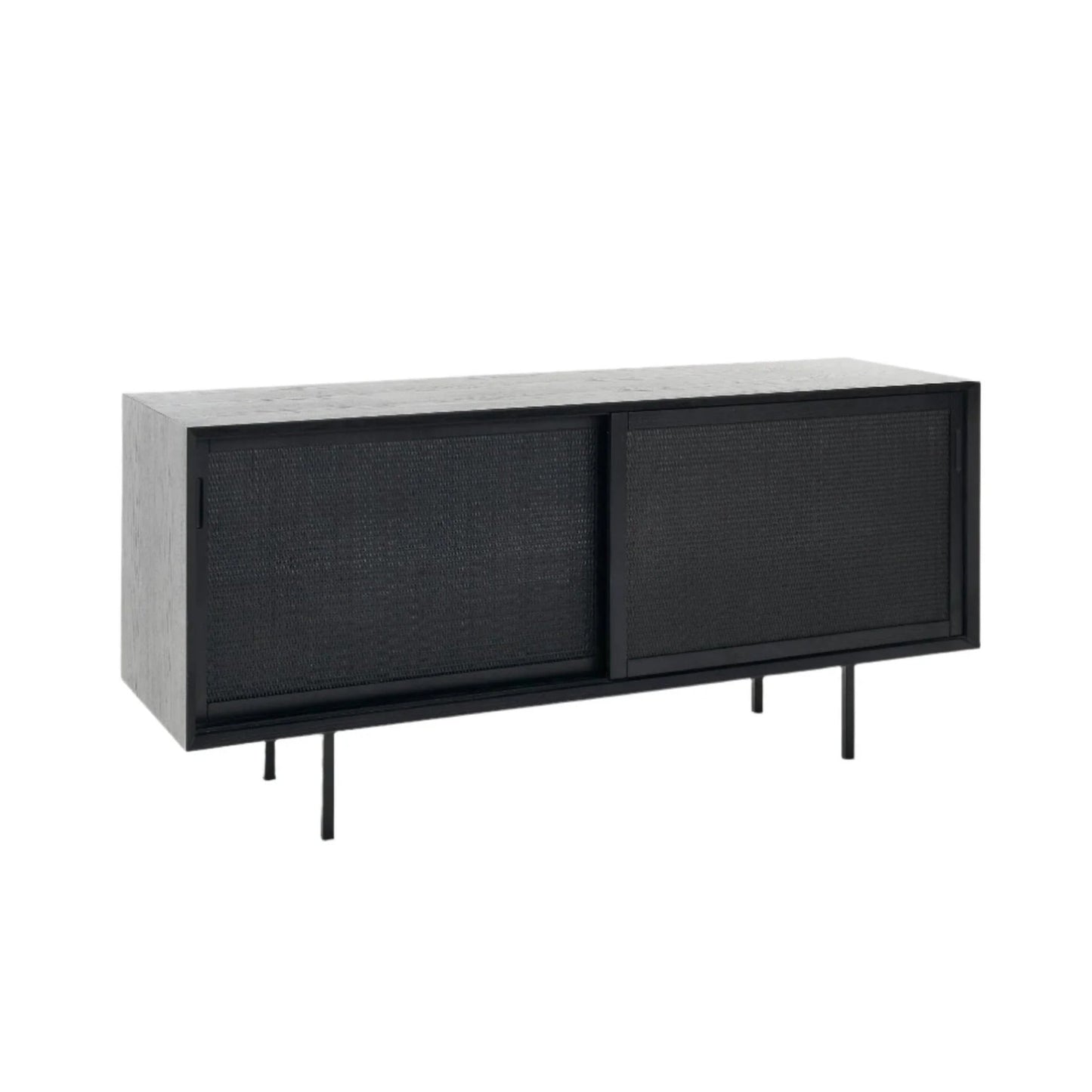 Oren 2 Door Oak Rattan Buffet Table - Black Buffet Table M+Co Living