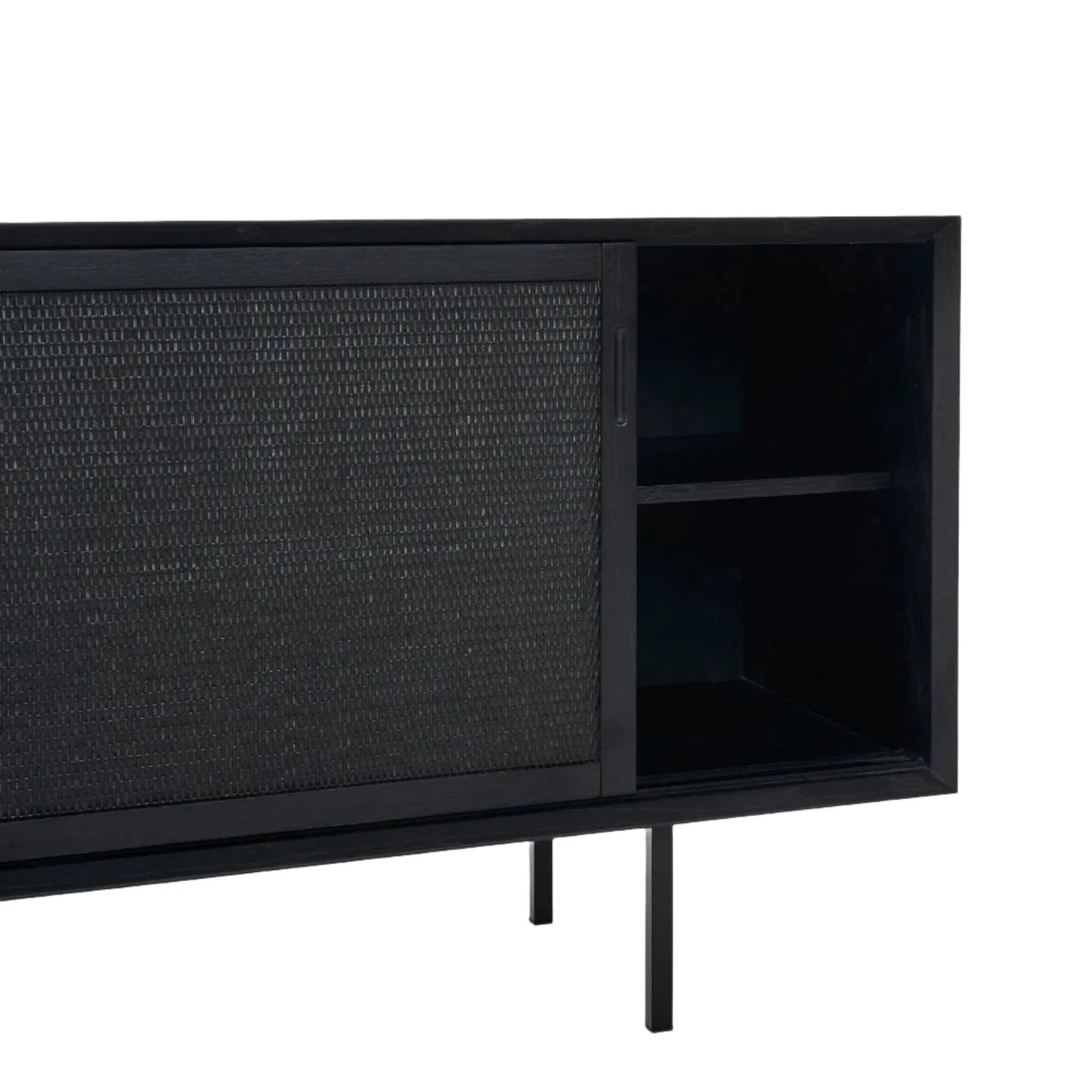 Oren 2 Door Oak Rattan Buffet Table - Black Buffet Table M+Co Living