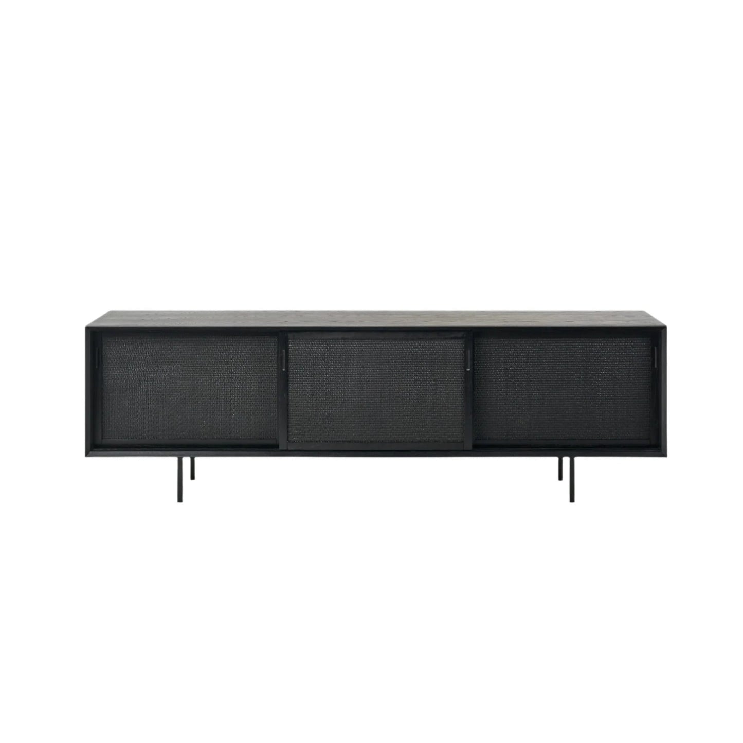 Oren 2 Door Oak Rattan Buffet Table - Black Buffet Table M+Co Living 3 Door