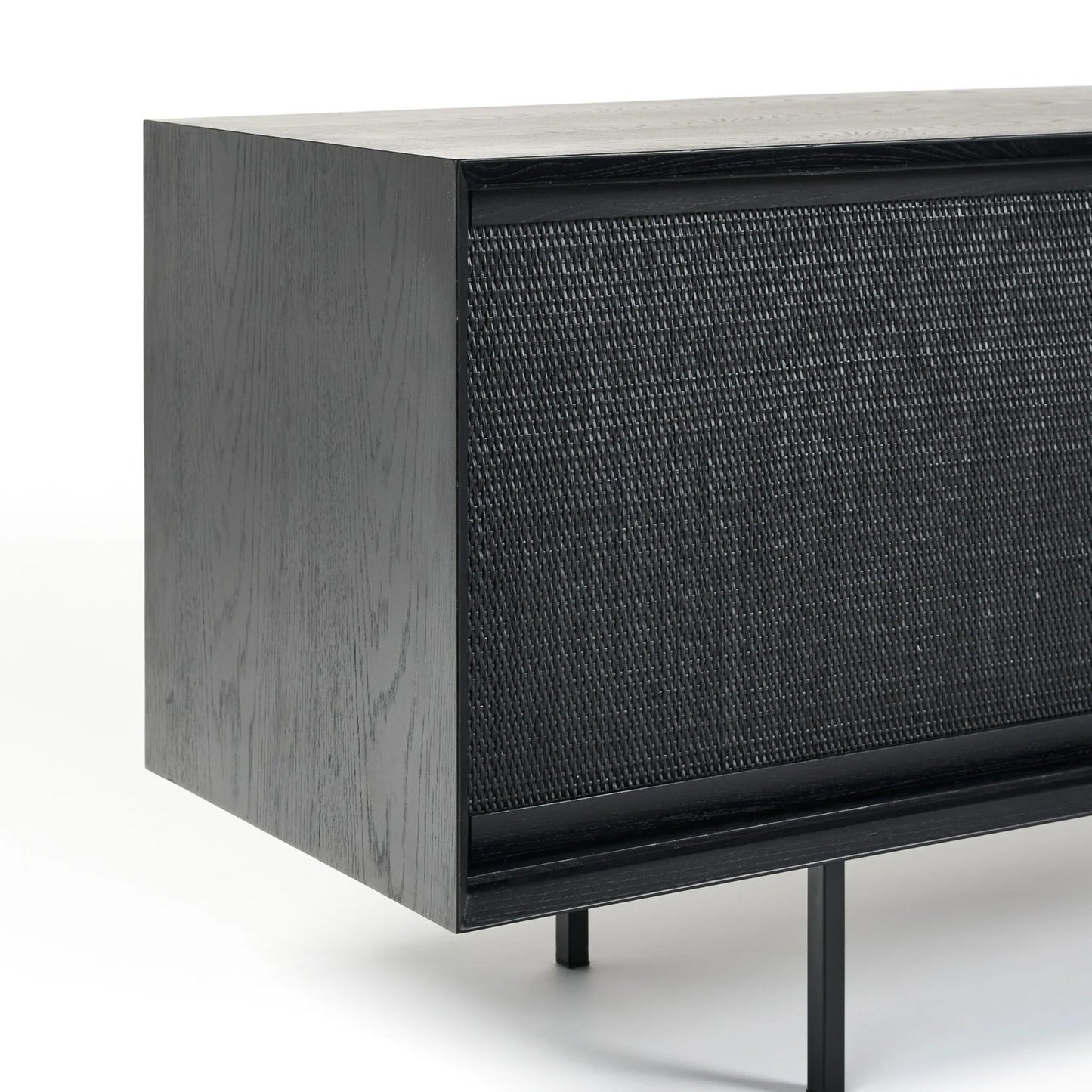 Oren 2 Door Oak Rattan Buffet Table - Black Buffet Table M+Co Living