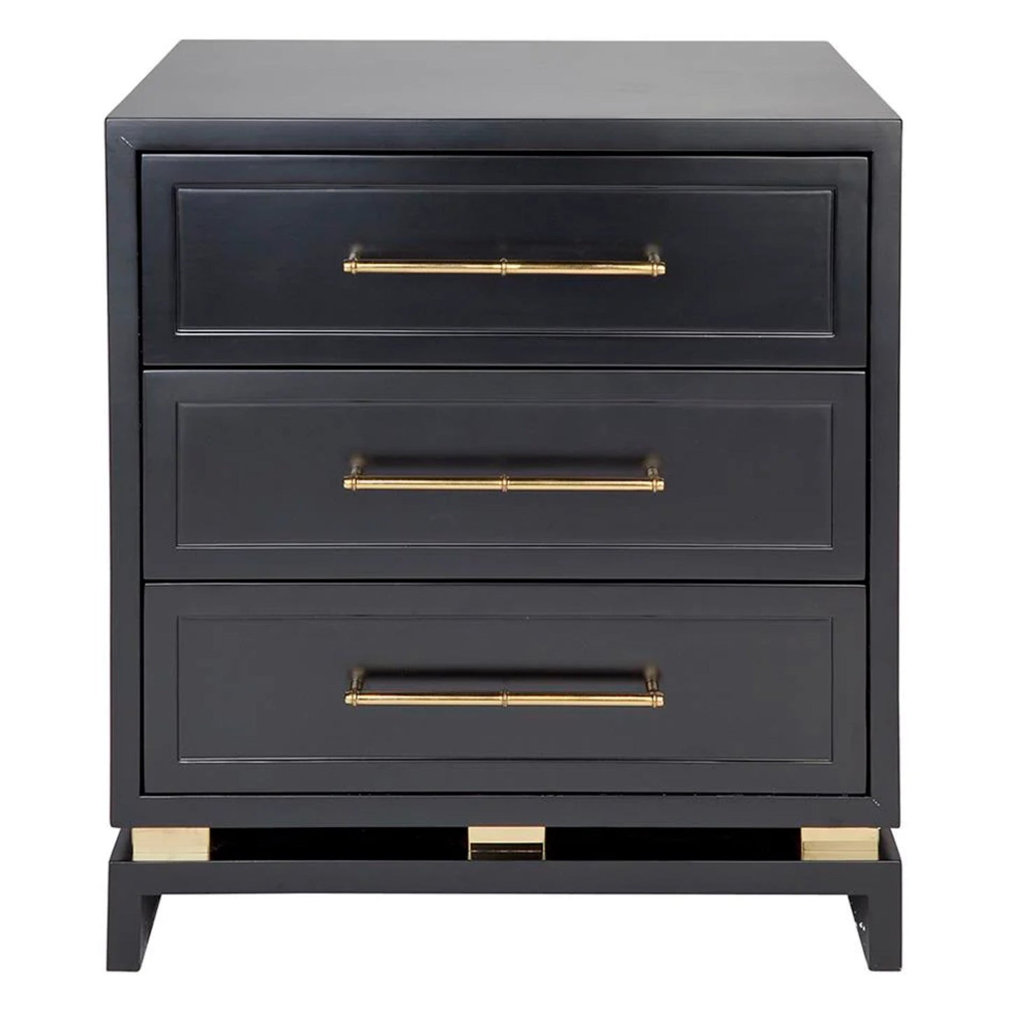 Pearl Large Three Drawer Bedside Table - Grey Bedside Table Cafe Lighting & Living Black