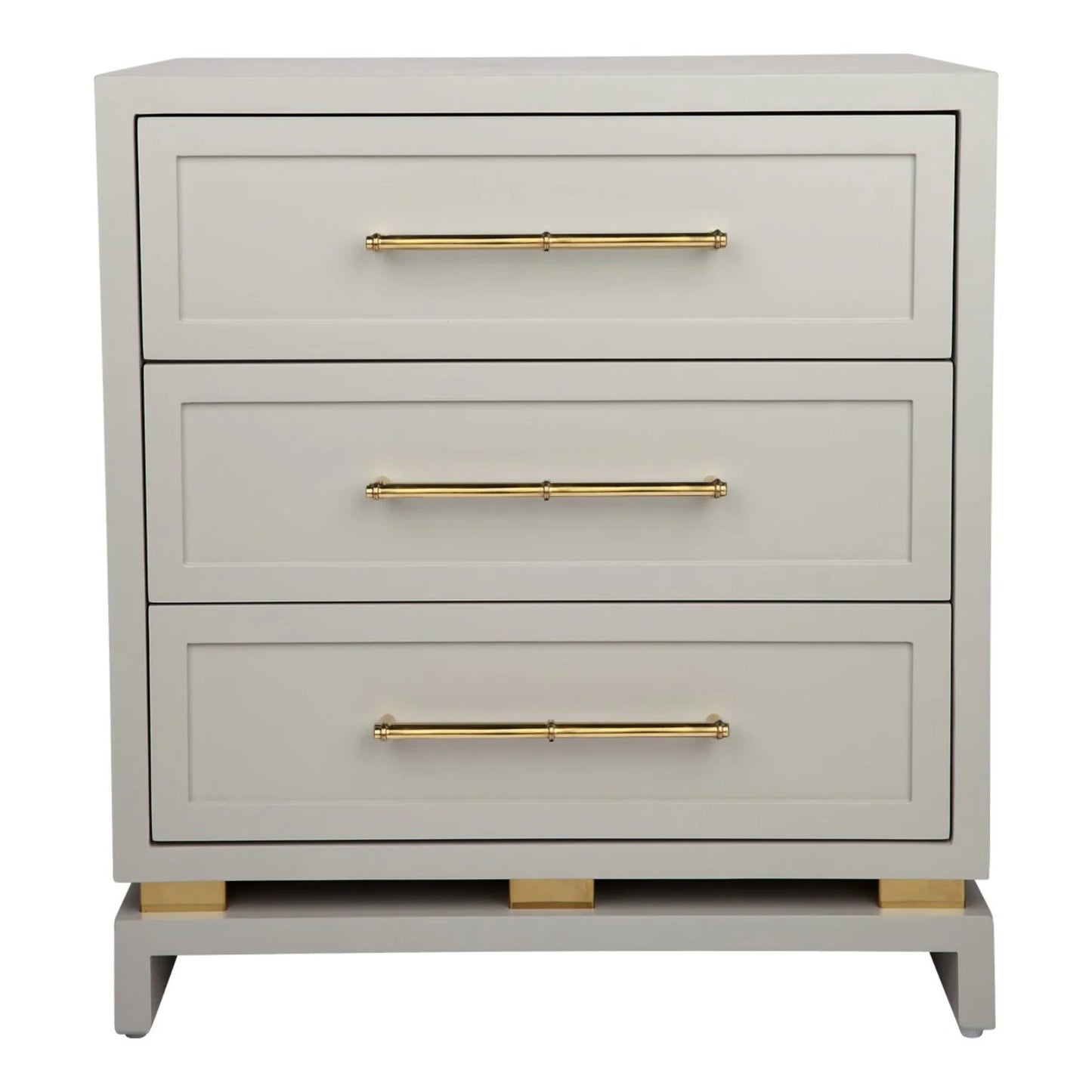 Pearl Large Three Drawer Bedside Table - Grey Bedside Table Cafe Lighting & Living Pearl Grey