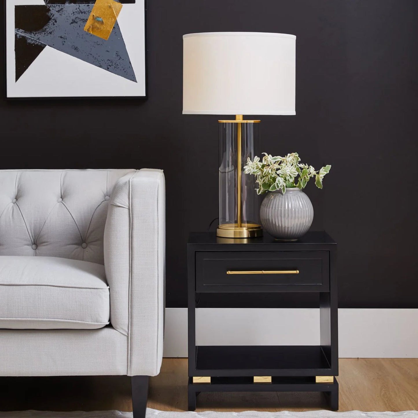Pearl Small Bedside Table - Black Side Table Cafe Lighting & Living