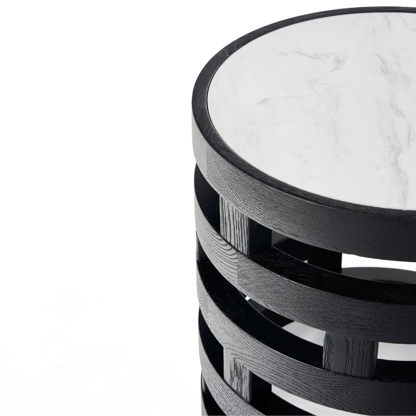 Polix Round Marble Side Table - Black Side Table M+Co Living