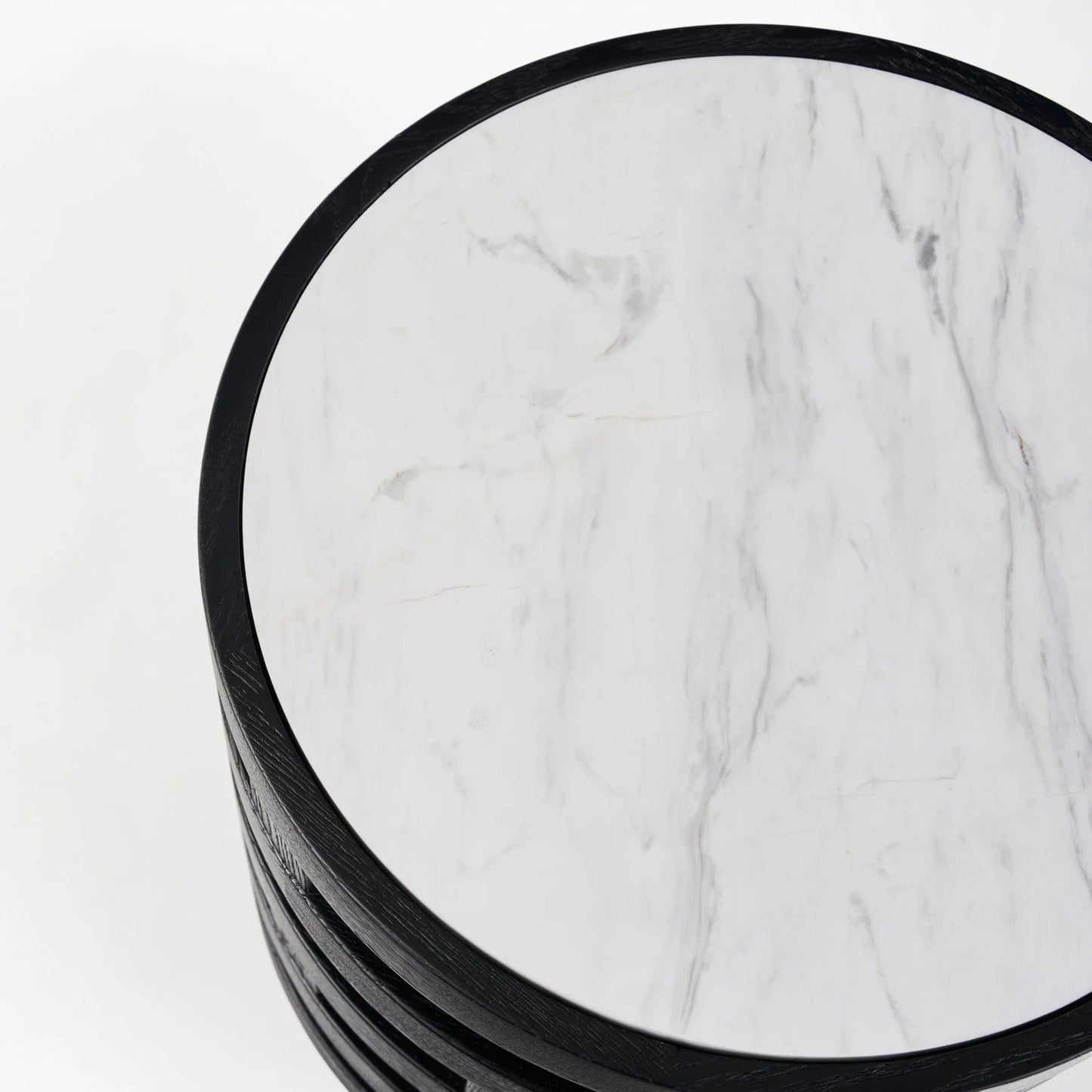 Polix Round Marble Side Table - Black Side Table M+Co Living