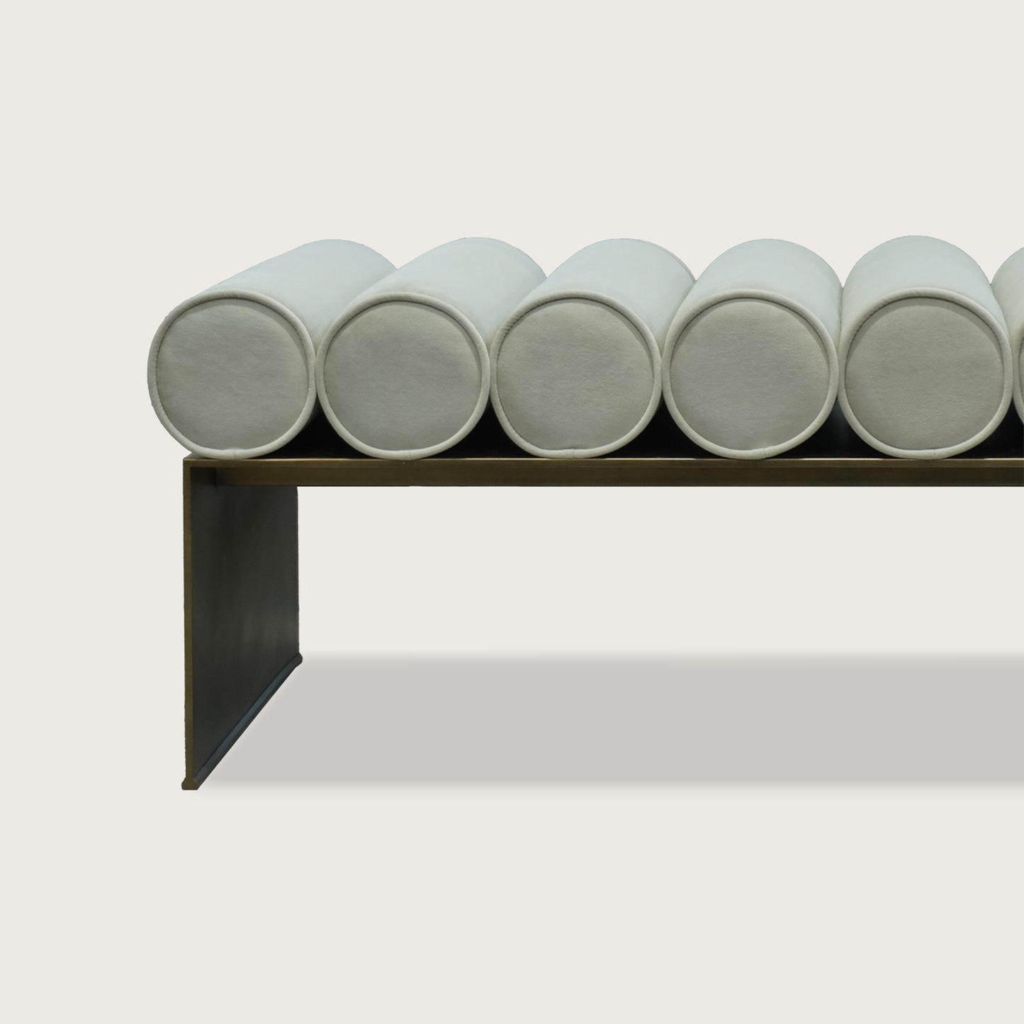 Raphael Architectural Metal Ottoman - Pale Oak Ottoman Raffine