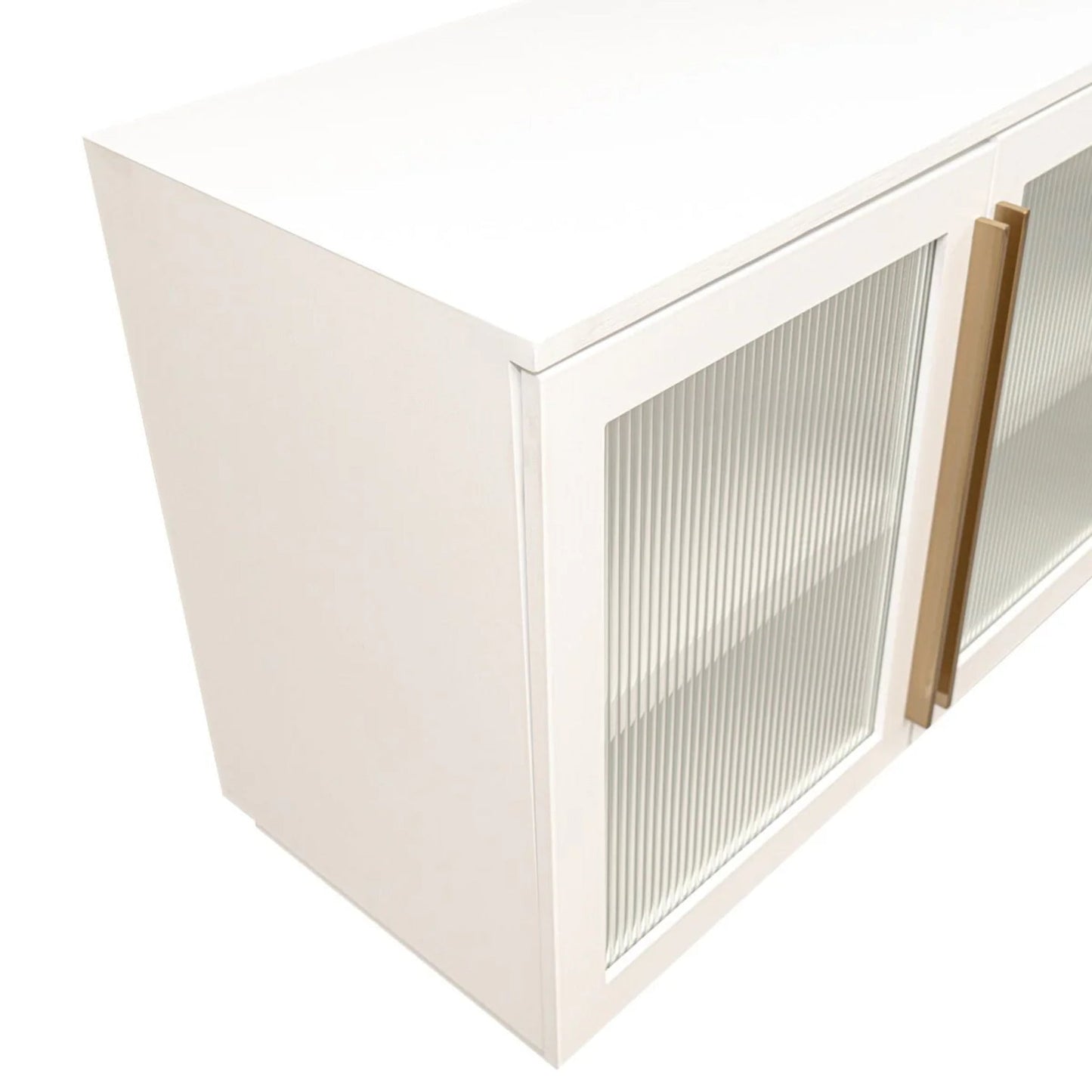 Santiago Ribbed Glass Buffet Table - White Buffet Table Cafe Lighting & Living
