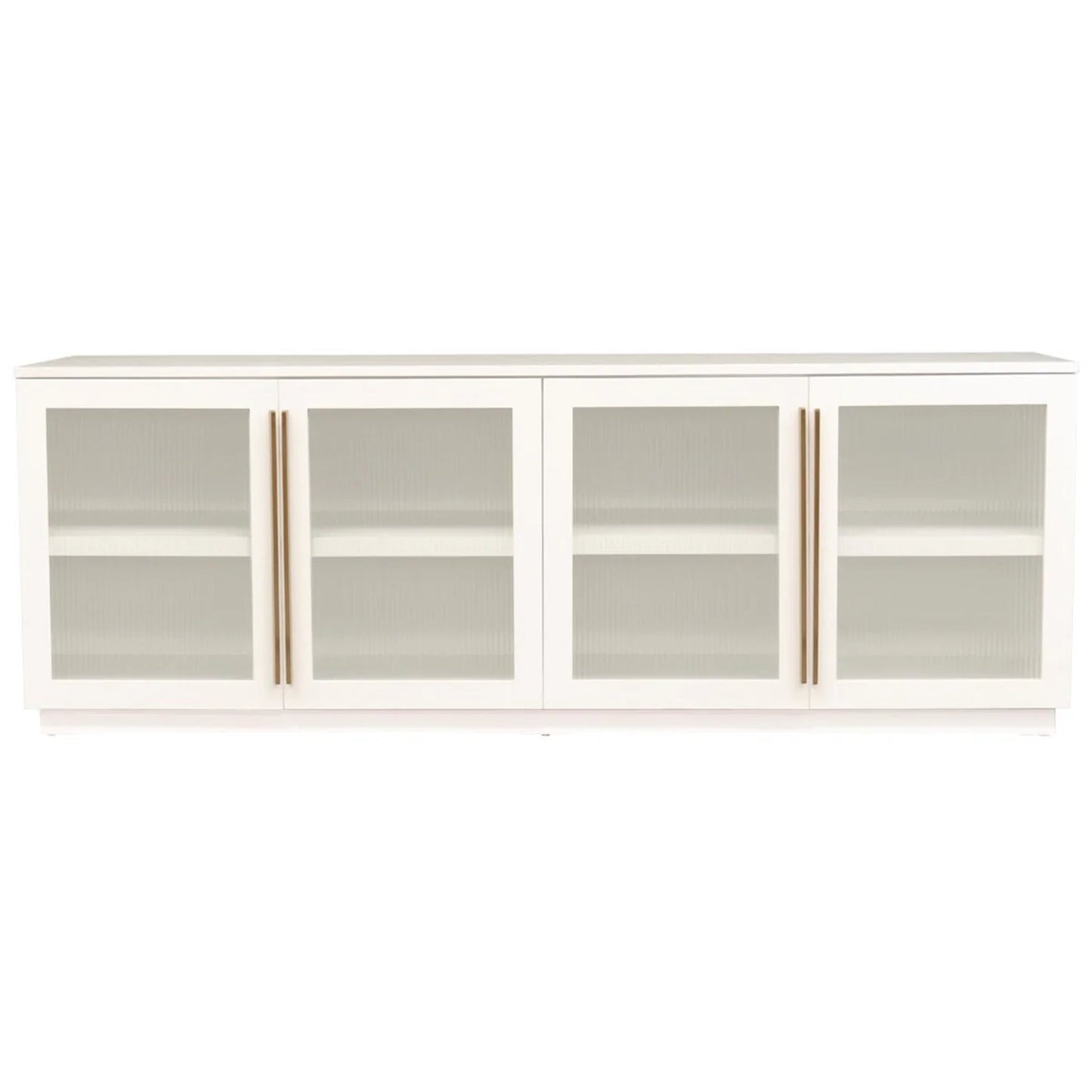 Santiago Ribbed Glass Buffet Table - White Buffet Table Cafe Lighting & Living