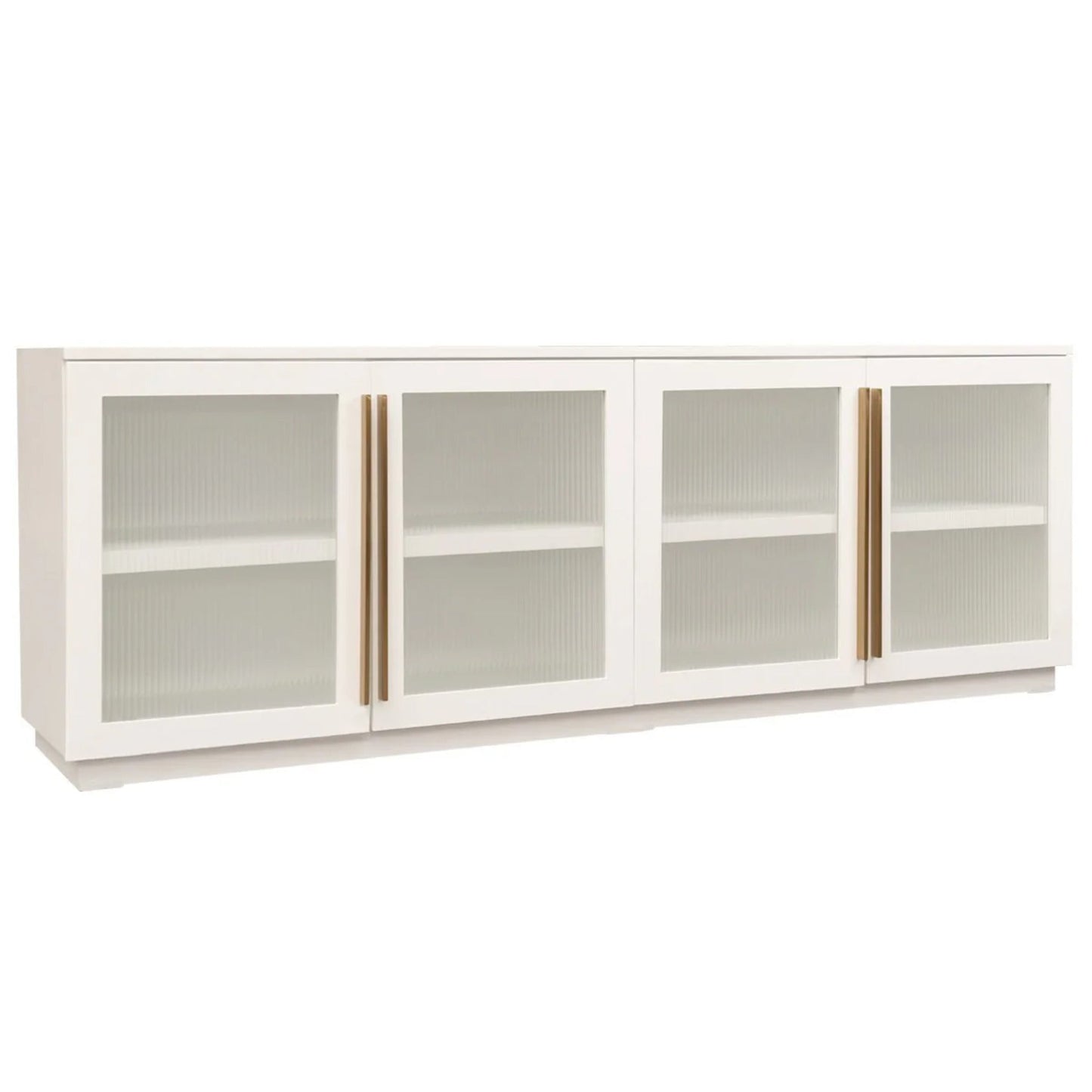 Santiago Ribbed Glass Buffet Table - White Buffet Table Cafe Lighting & Living