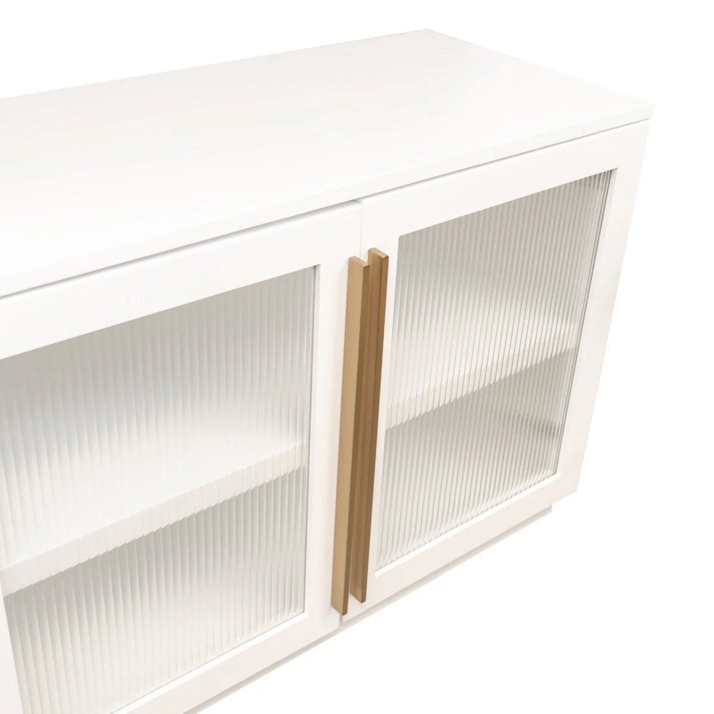 Santiago Ribbed Glass Buffet Table - White Buffet Table Cafe Lighting & Living
