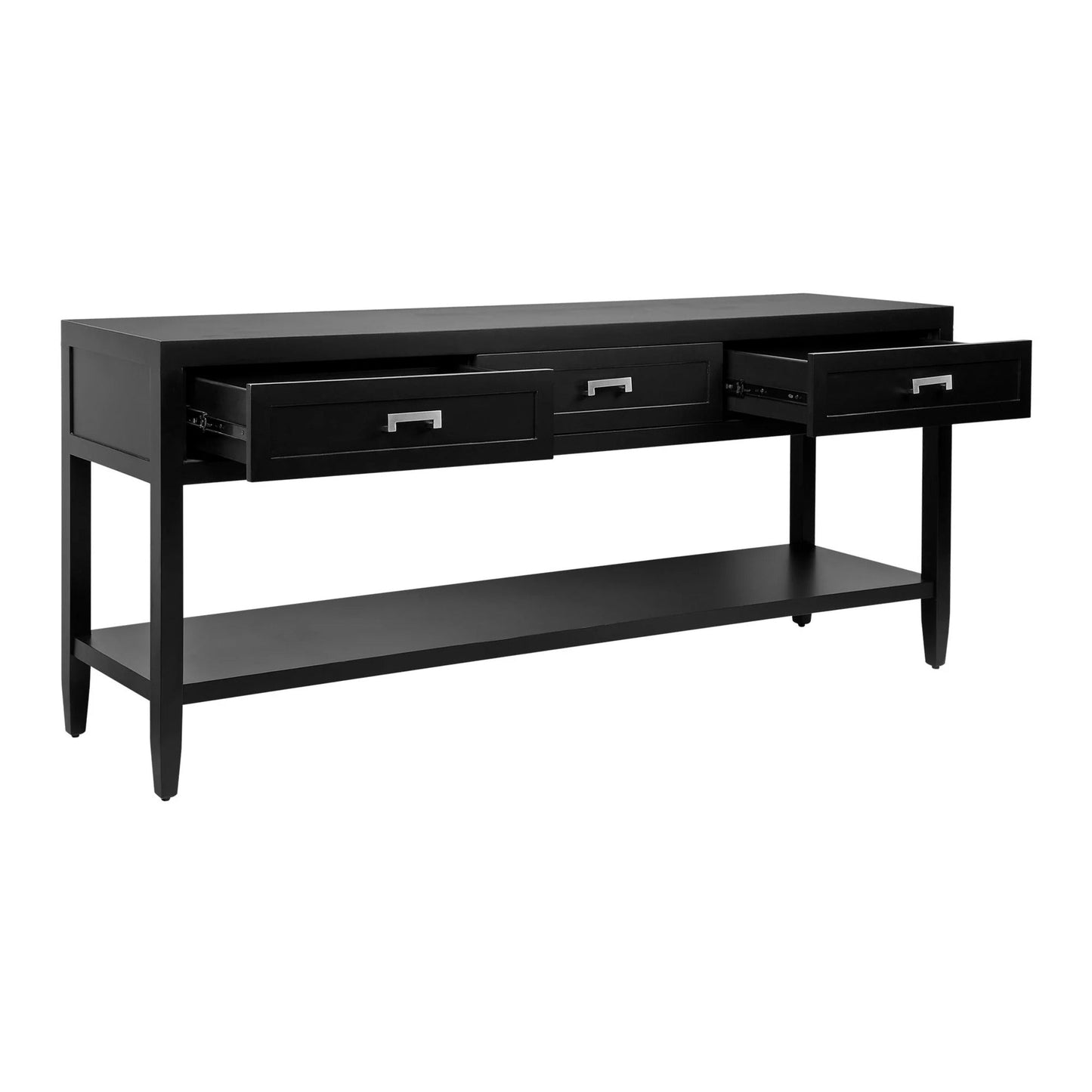 Soloman Large Three Drawer Open Console Table - Black Console Table Cafe Lighting & Living