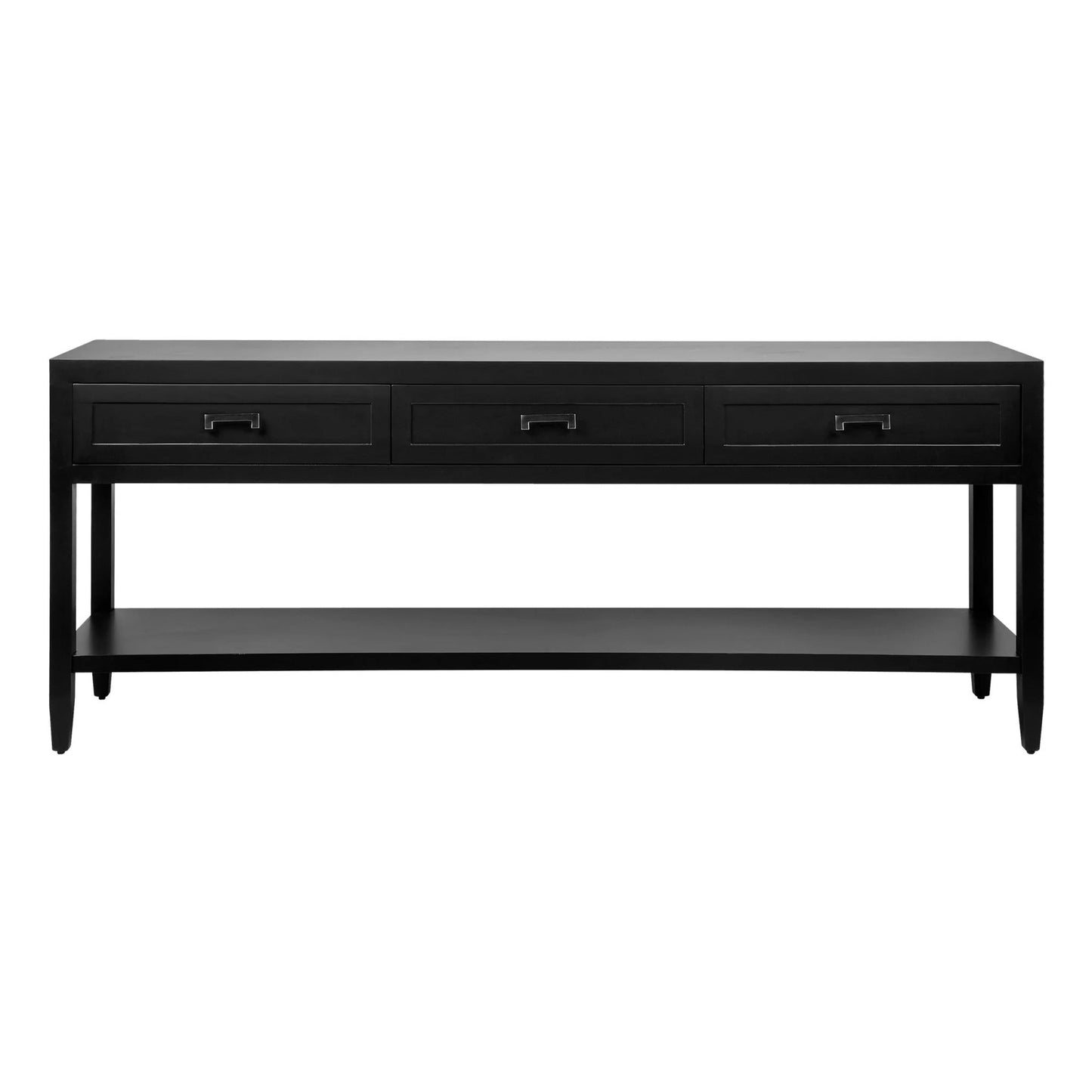 Soloman Large Three Drawer Open Console Table - Black Console Table Cafe Lighting & Living