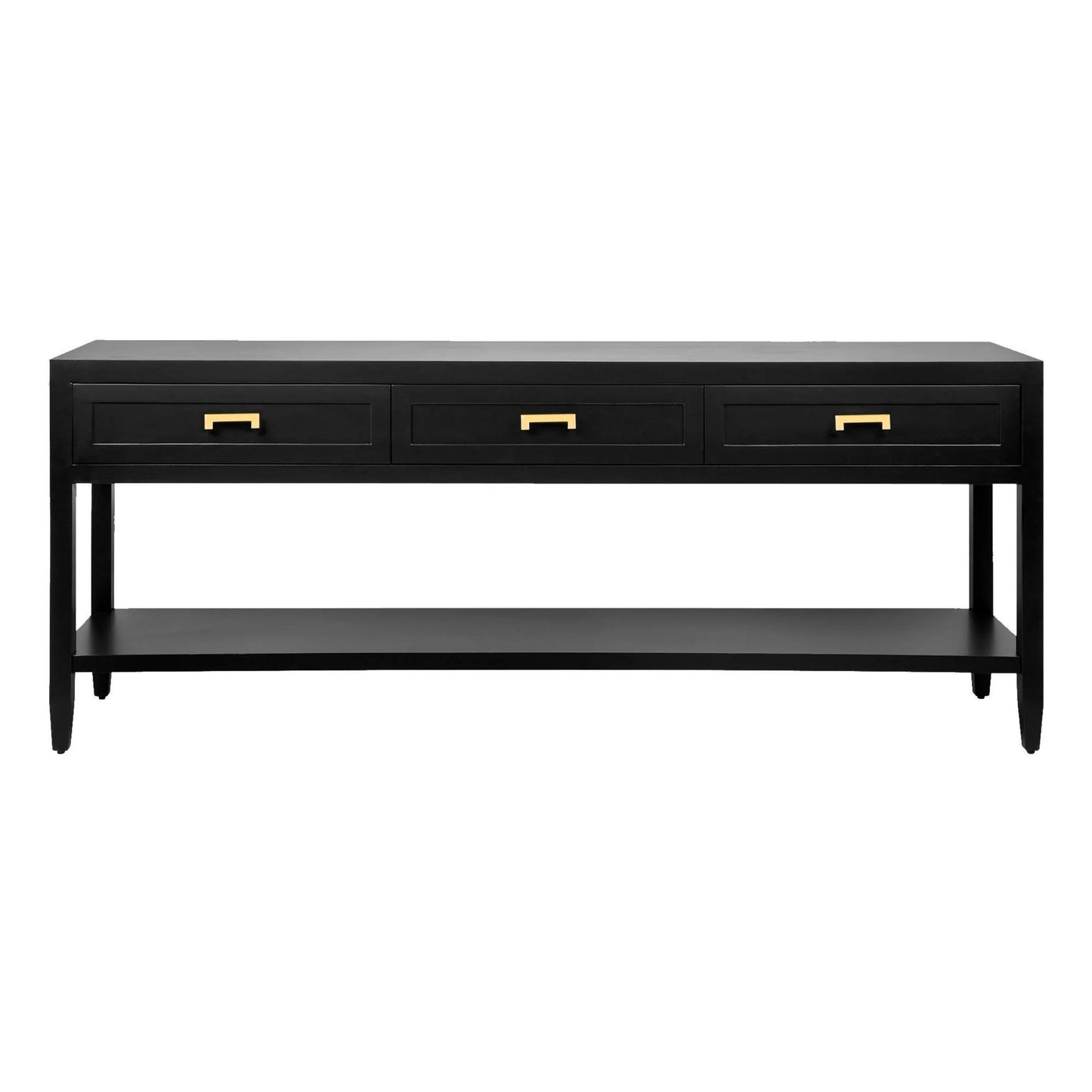 Soloman Large Three Drawer Open Console Table - Black Console Table Cafe Lighting & Living