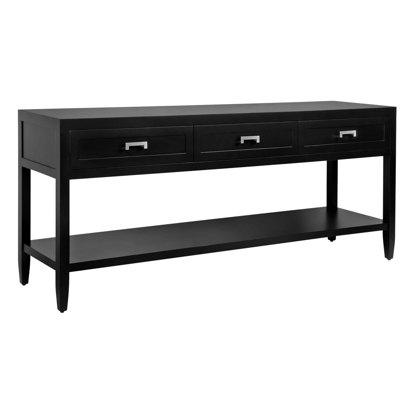 Soloman Large Three Drawer Open Console Table - Black Console Table Cafe Lighting & Living