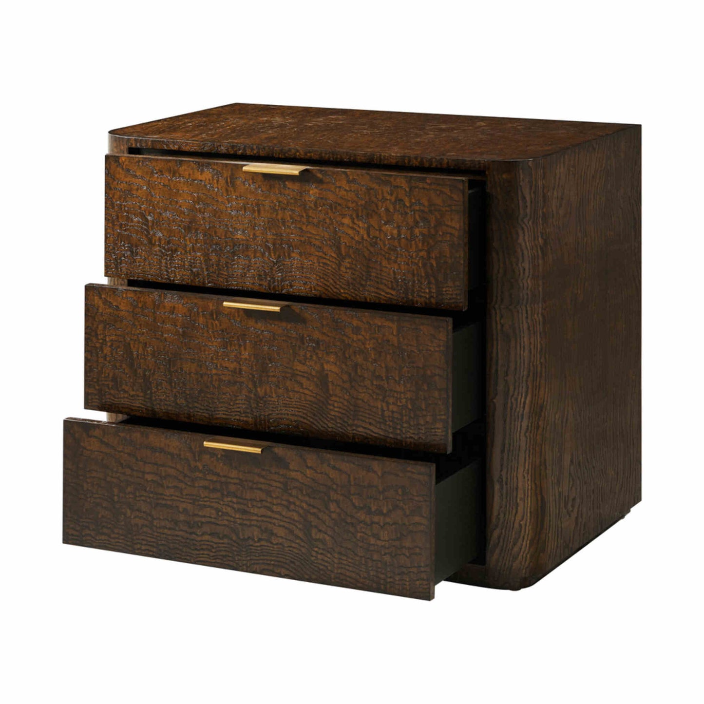 Theodore Alexander Kesden Three Drawer Nightstand - Pyramid Brown Bedside Table Bloomingdales
