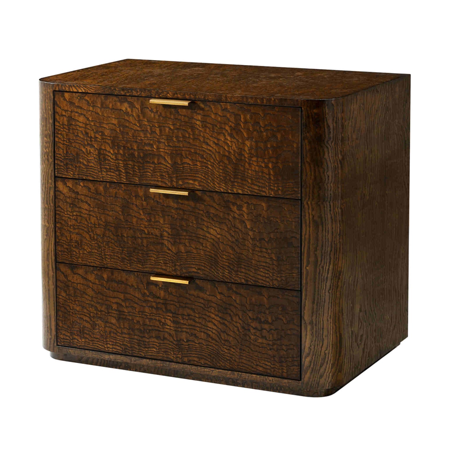 Theodore Alexander Kesden Three Drawer Nightstand - Pyramid Brown Bedside Table Bloomingdales