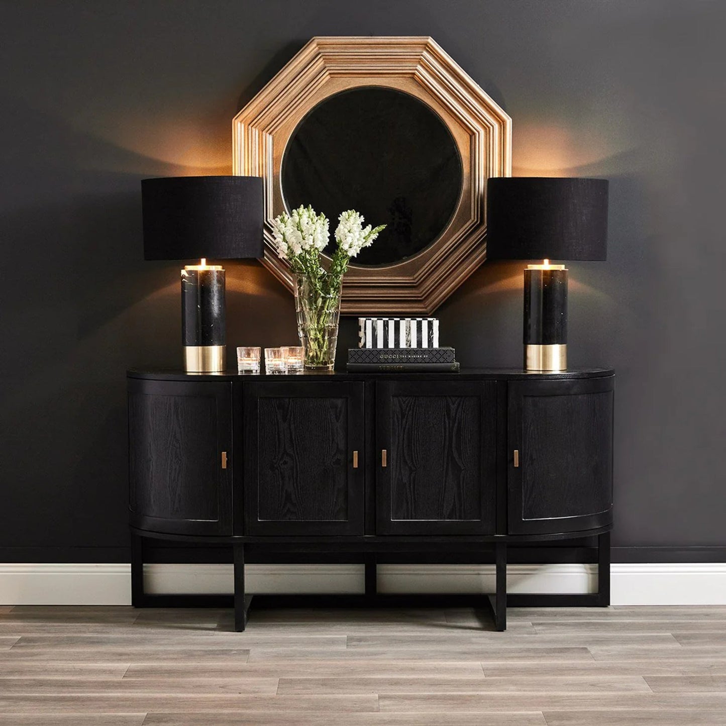 Theodore Curved Silhouette Buffet Table - Black Buffet Table Cafe Lighting & Living