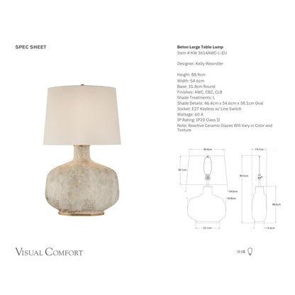 Kelly Wearstler Beton Large Glazed Ceramic Table Lamp - Antique White Table Lamp Bloomingdales Lighting   