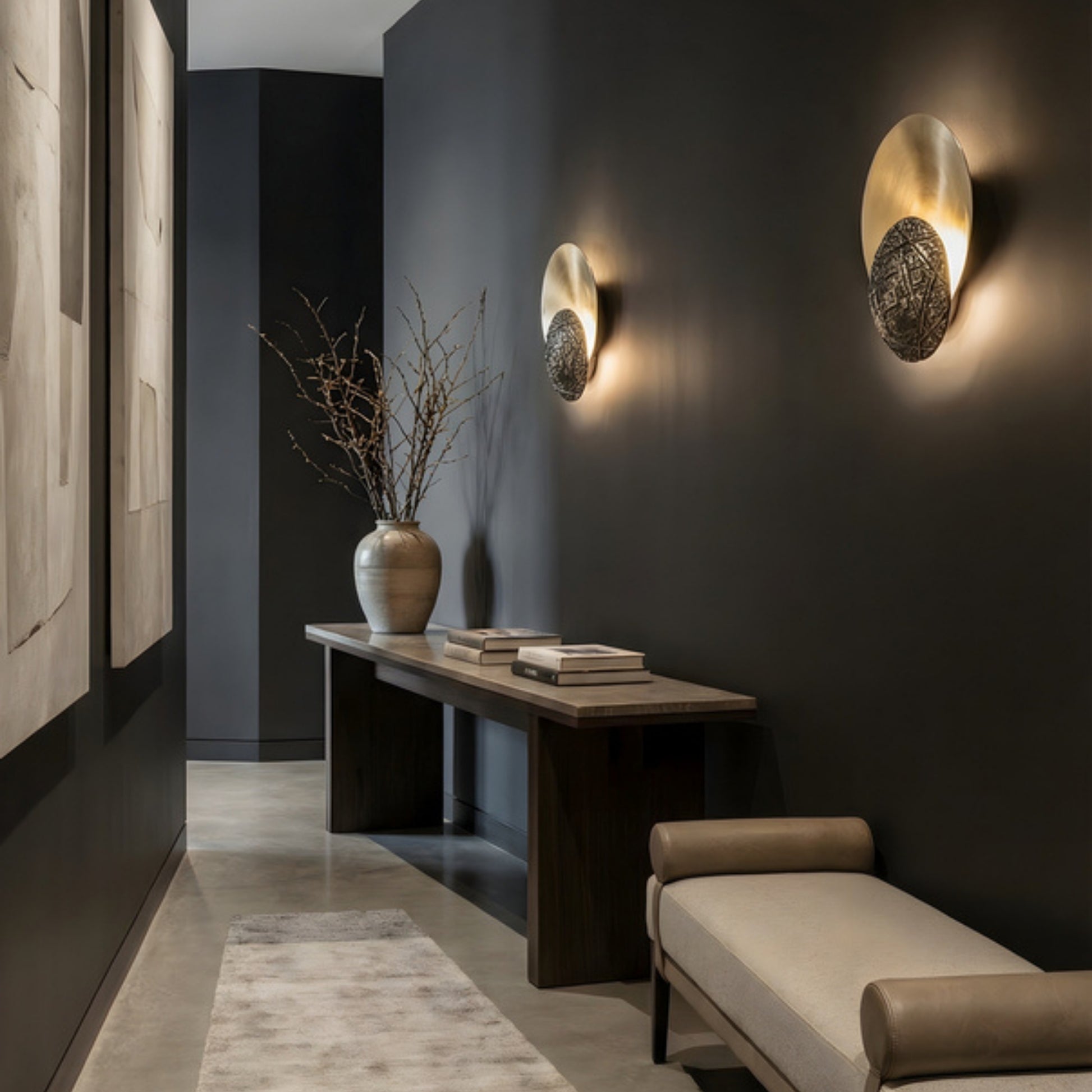 Esperia Gong Wall Light - Casted Brass Wall Light Bloomingdales Lighting