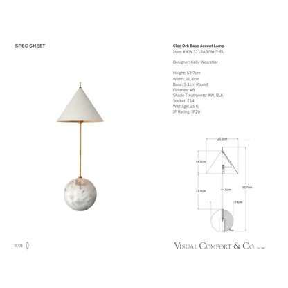 Kelly Wearstler Cleo Orb Metal Table Lamp - Brass and White Table Lamp Bloomingdales Lighting   