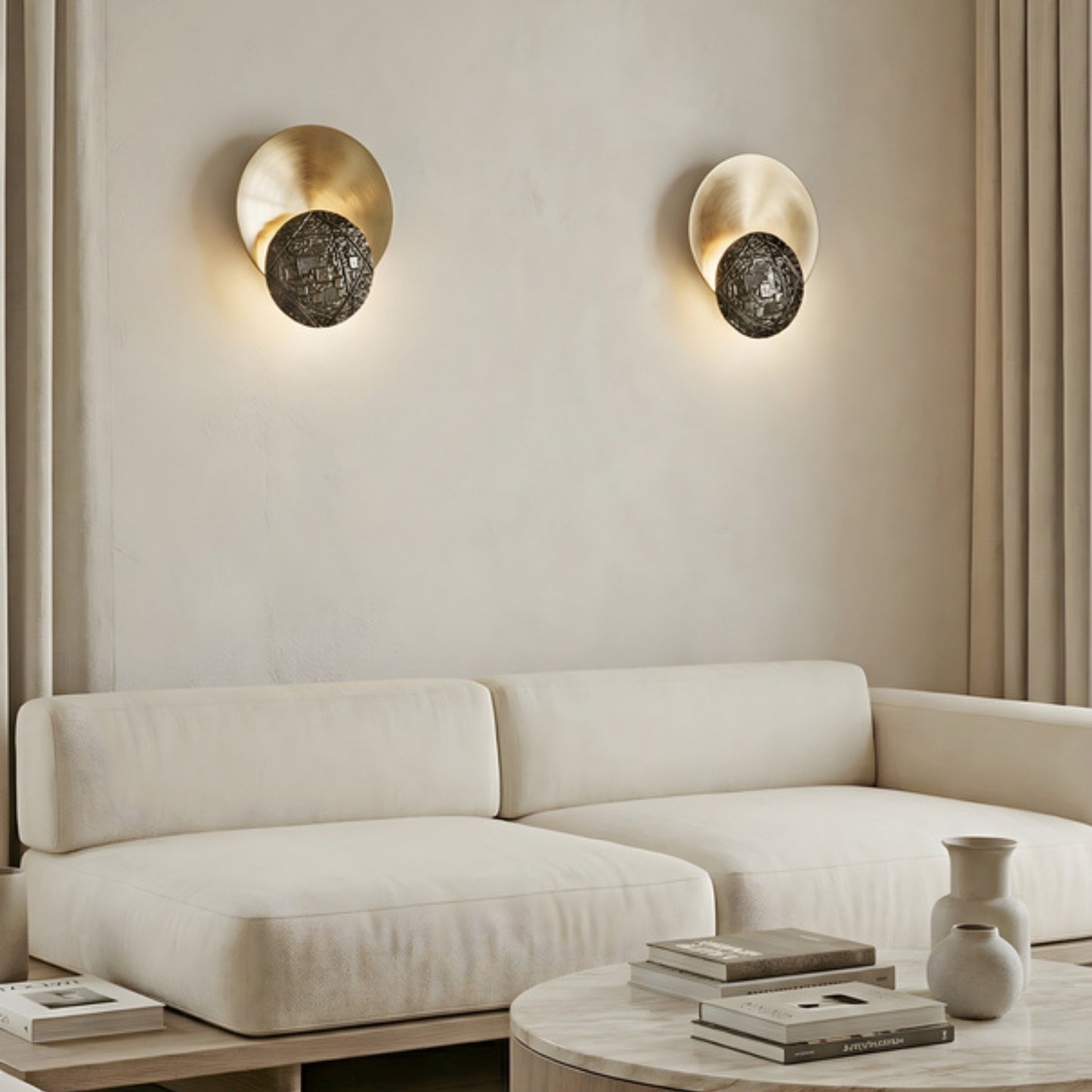 Esperia Gong Wall Light - Casted Brass Wall Light Bloomingdales Lighting