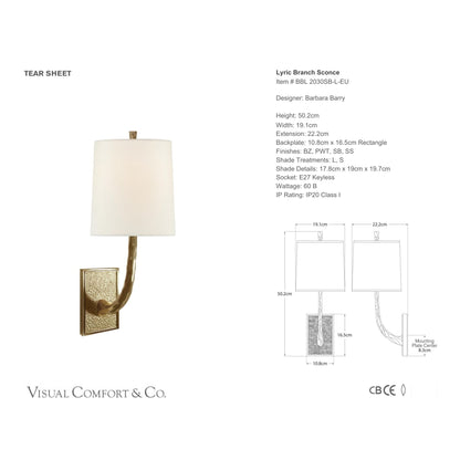 Barbara Barry Lyric Linen Branch Wall Sconce - Soft Brass Wall Light Bloomingdales Lighting
