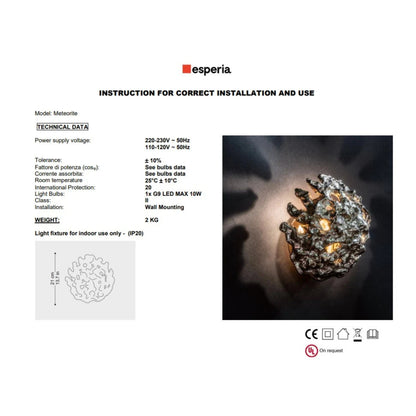 Esperia Meteorite Wall Light - Polished Brass Wall Light Bloomingdales Lighting