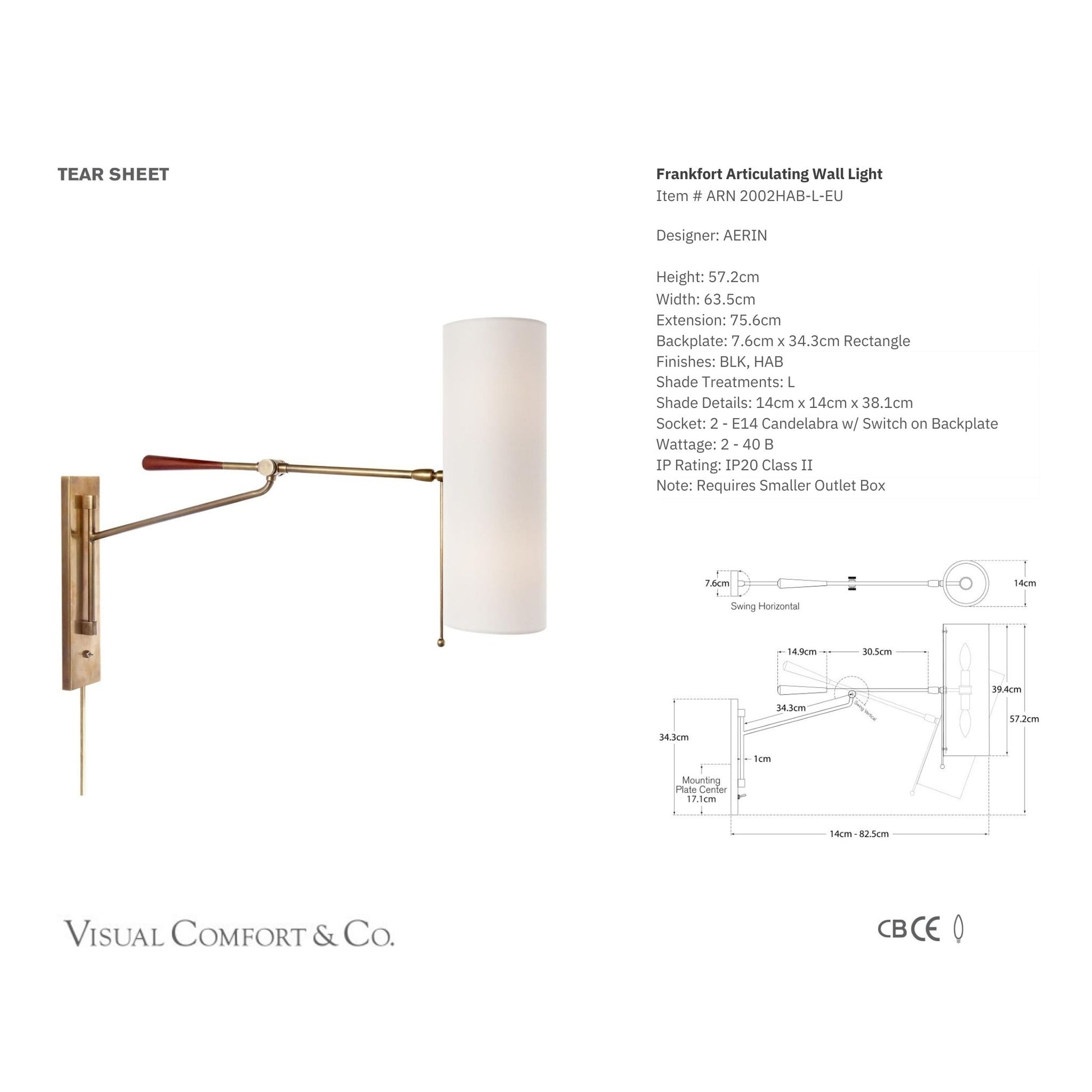 AERIN Frankfort Articulating Linen Wall Sconce - Brass Wall Light Bloomingdales Lighting   