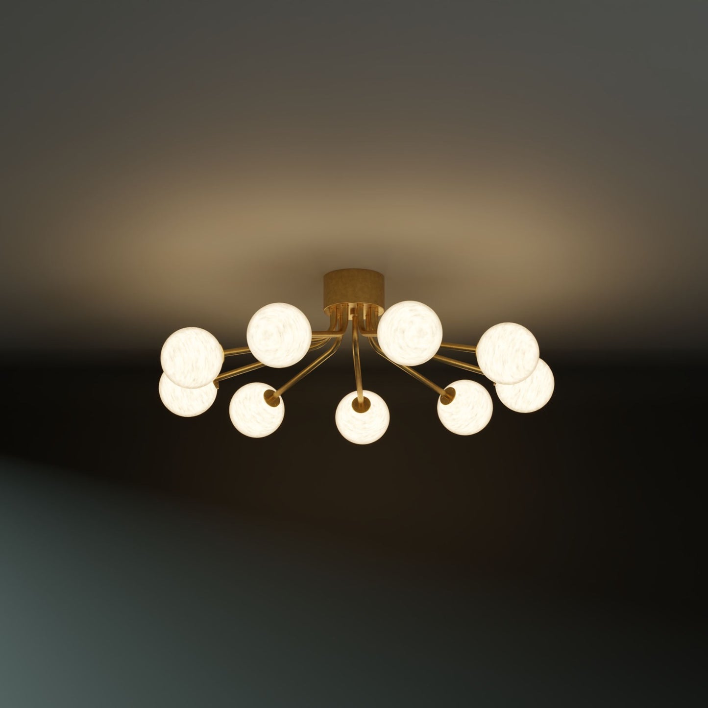 Orbit 9-Arm Glass Sphere Chandelier Chandelier ILANEL