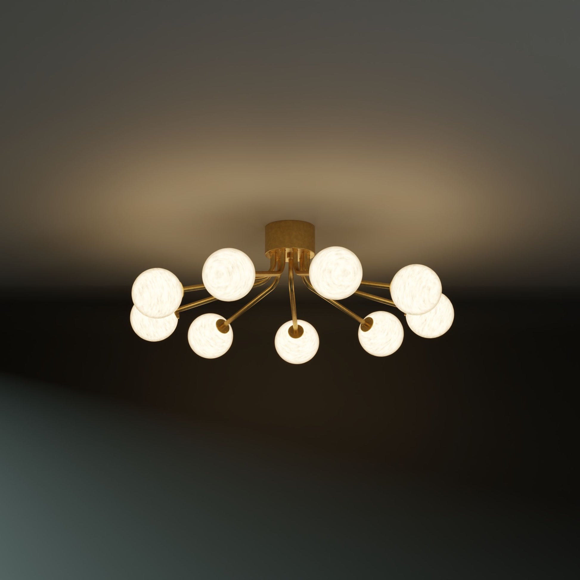 Orbit 9-Arm Glass Sphere Chandelier Chandelier ILANEL