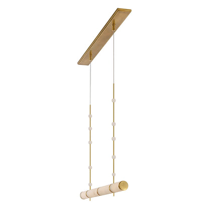 Anne-Marie Barton Marcell 56" Alabaster Linear Chandelier - Brass