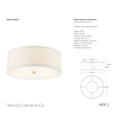 Kate Spade Walker Medium Flush Mount Ceiling Light - White / Burnished Silver Ceiling Flush Mount Bloomingdales Lighting