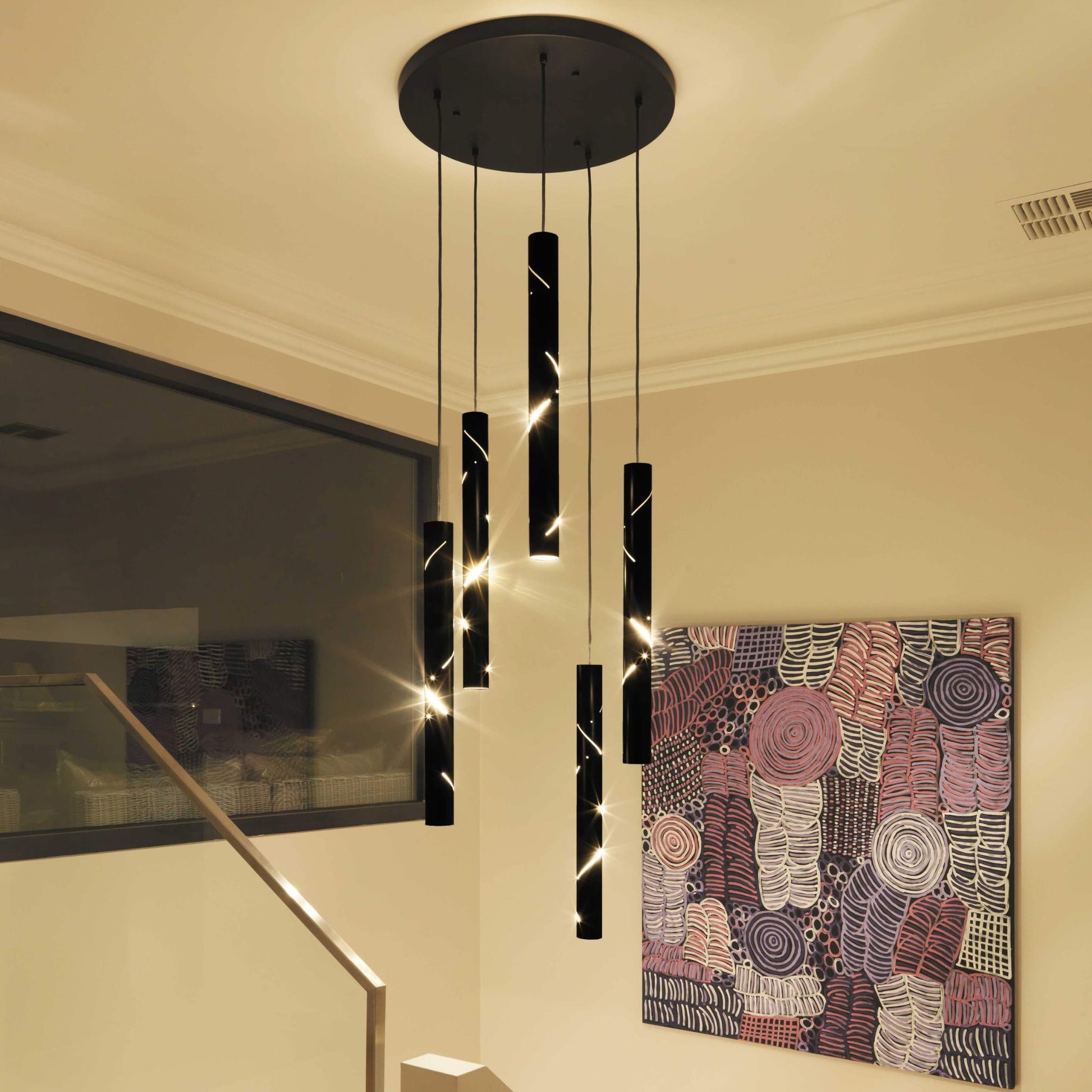 Black Rain 5-Drop Pendant Light Pendant Light ILANEL