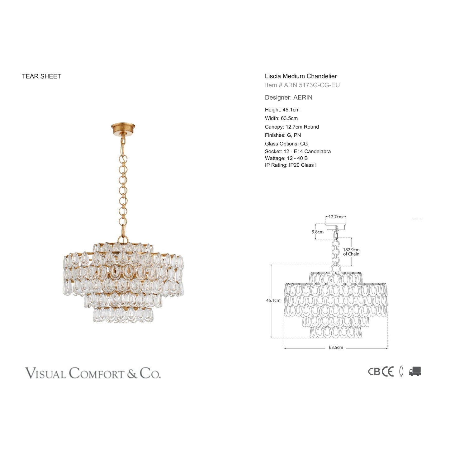 AERIN Liscia Medium Crystal Chandelier - Gild Chandelier Bloomingdales Lighting