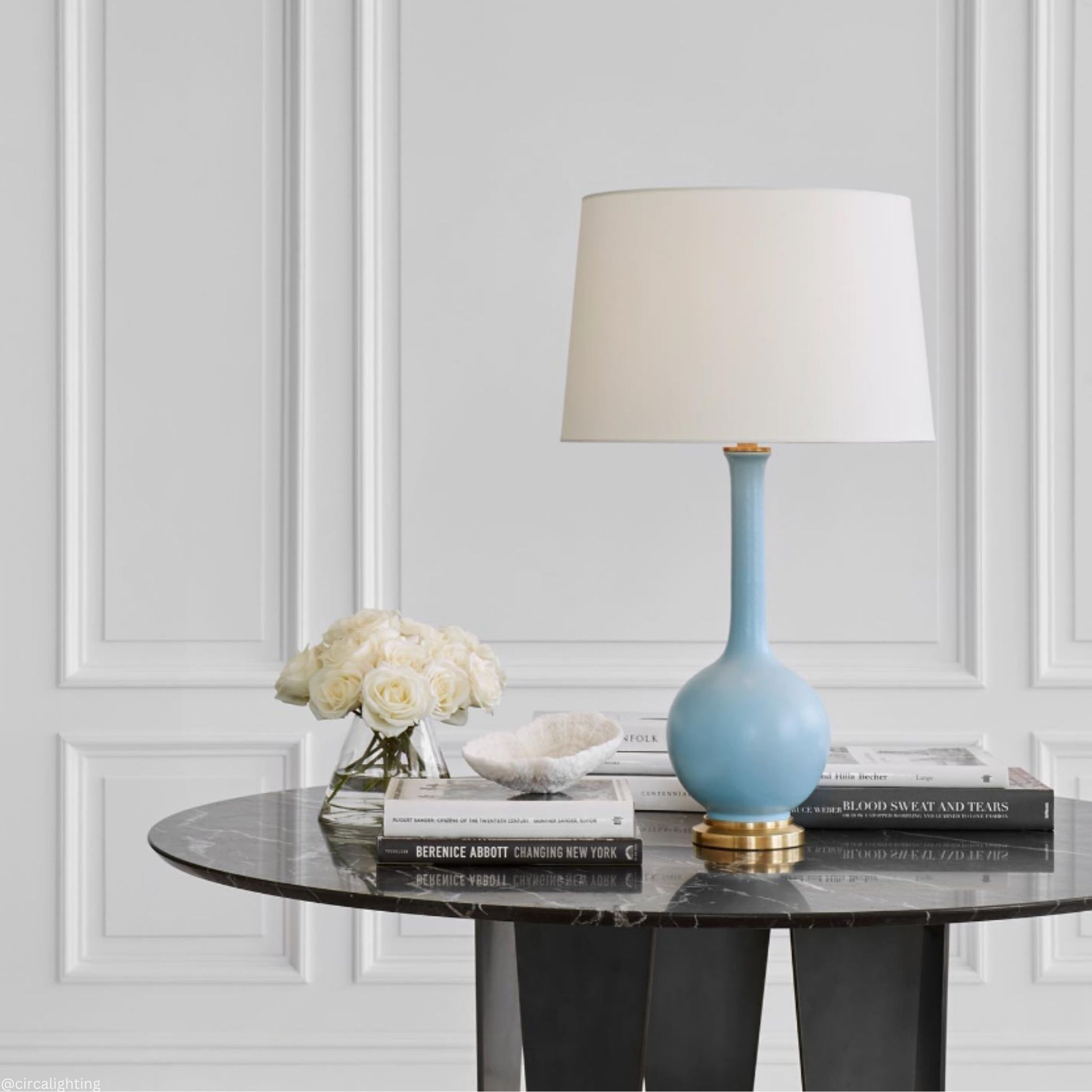 Christopher Spitzmiller Coy Medium Ceramic Table Lamp - Matte Sky Blue Table Lamp Bloomingdales Lighting   