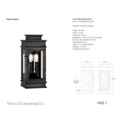 Chapman & Myers Linear Mini Outdoor Wall Lantern - Bronze Wall Light Bloomingdales Lighting