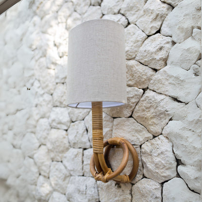 Rio Natural Rattan Wall Sconce Wall Light Gypset Cargo Linen White