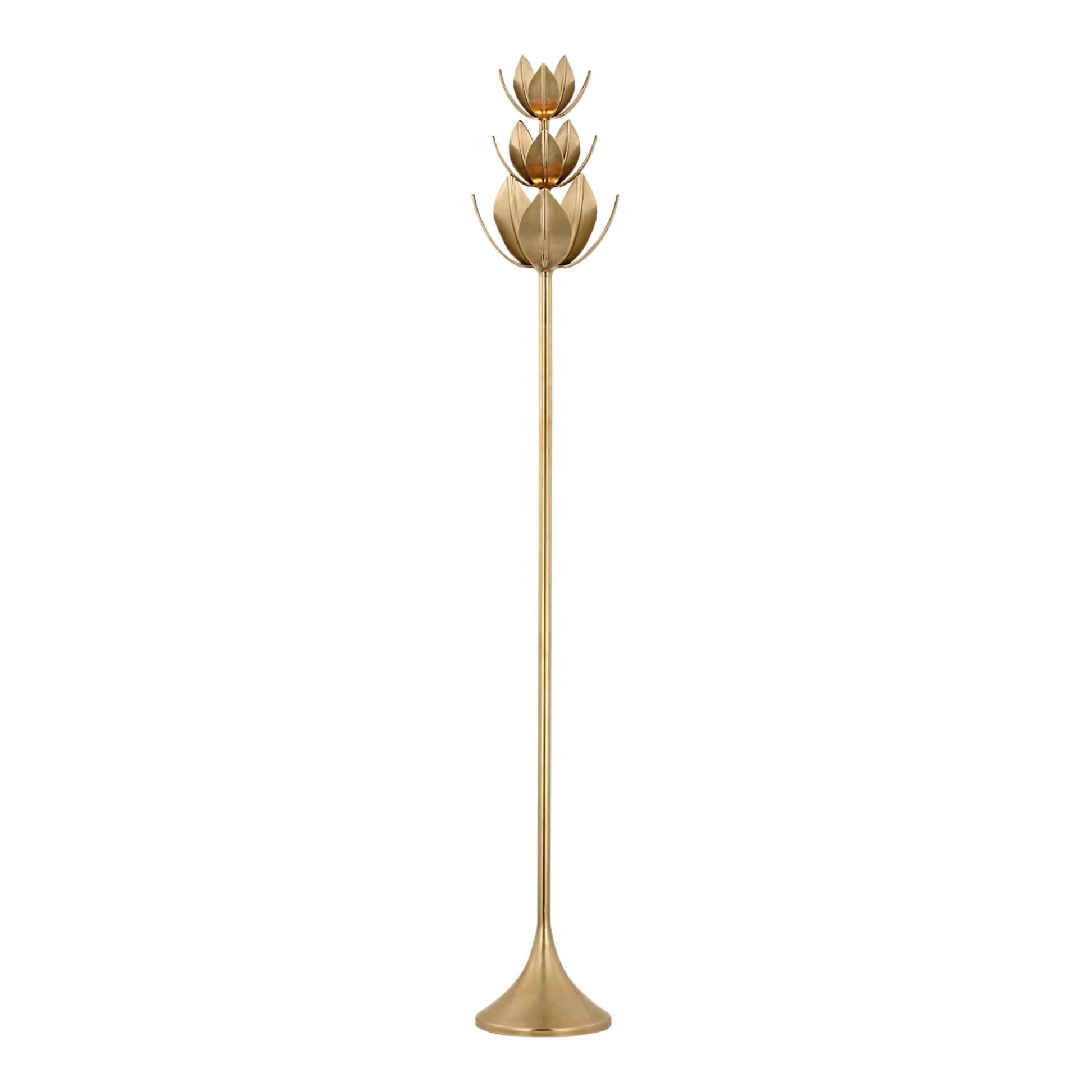Julie Neill Alberto 70" Torchiere Leaf Floor Lamp Floor Lamp Bloomingdales Lighting Antique Gold