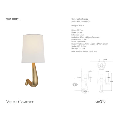 AERIN Gaya Medium Linen Wall Sconce - Plaster White Wall Light Bloomingdales Lighting   