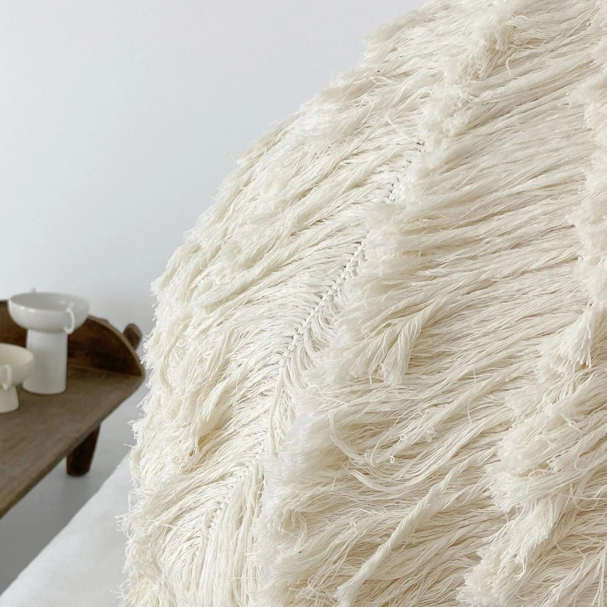 Patrice Cotton Ostrich Feather Pendant Light Pendant Light Bisque Interiors