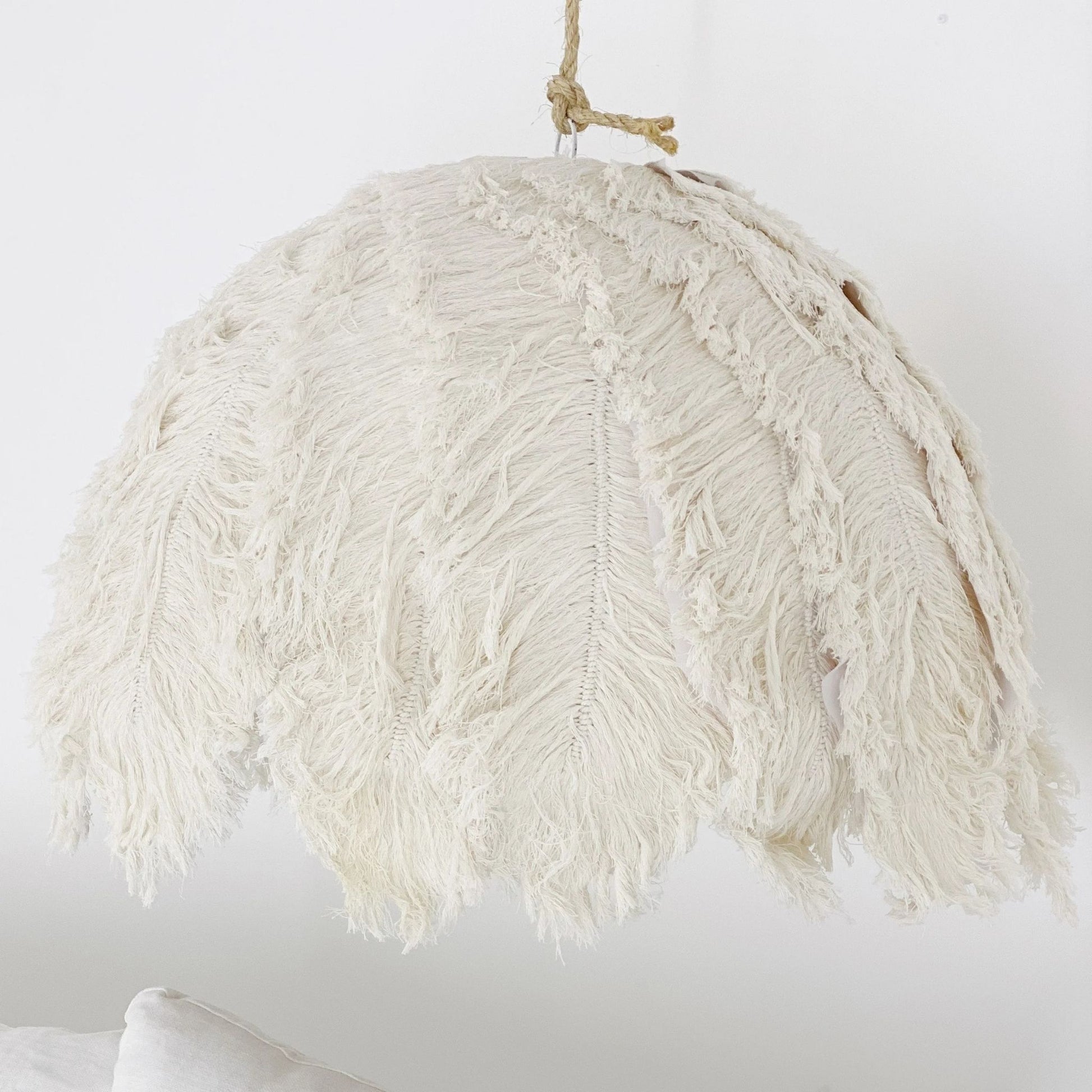 Patrice Cotton Ostrich Feather Pendant Light Pendant Light Bisque Interiors